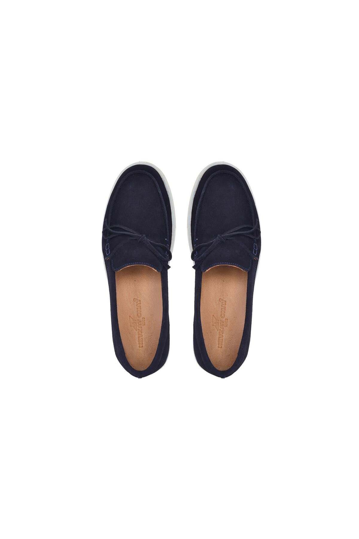 Nevzat Onay-Navy Blue Suede Summer Loafer -13023- 3