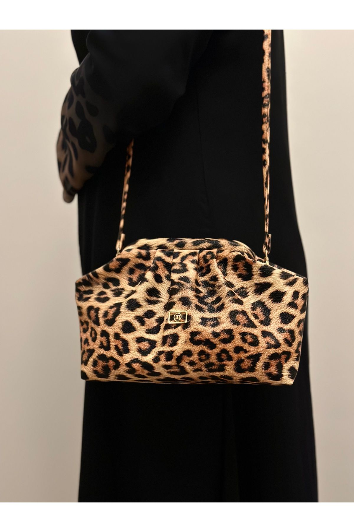 mossi-Women's Leopard Patterned Faux Leather Strap Clutch Daily and Evening Dress Bag 5