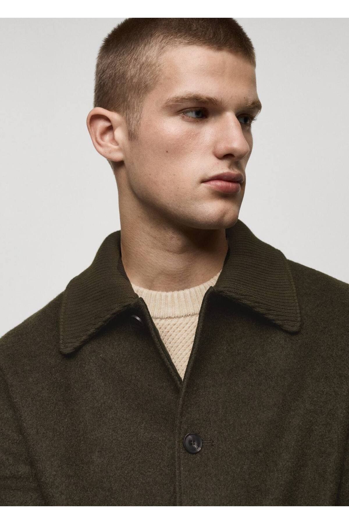 MANGO Man-Woolen Boucle Jacket with Pockets 6