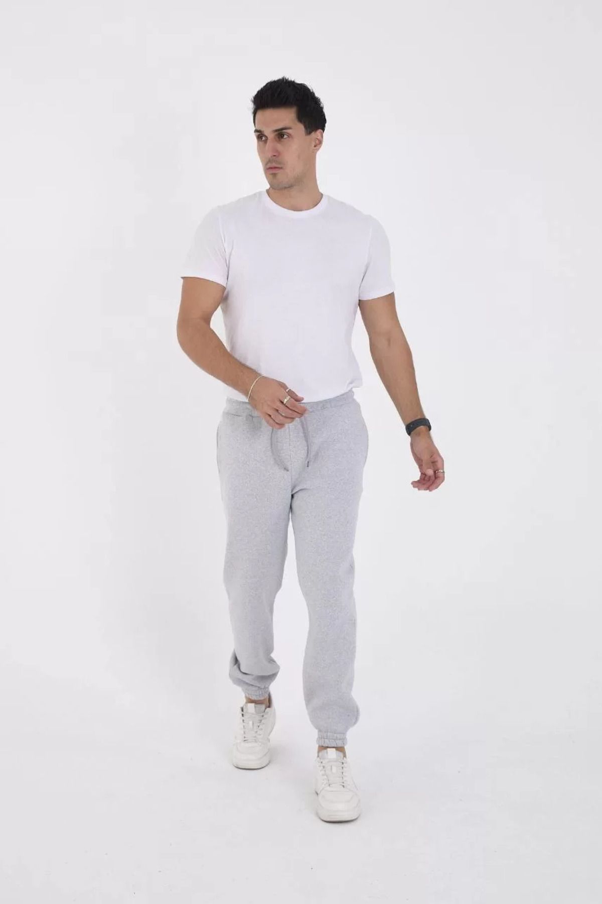 SA Alişveriş Dünyam Unisex Kışlık Üç İplik Lastikli Eşofman Pantolon - Gri