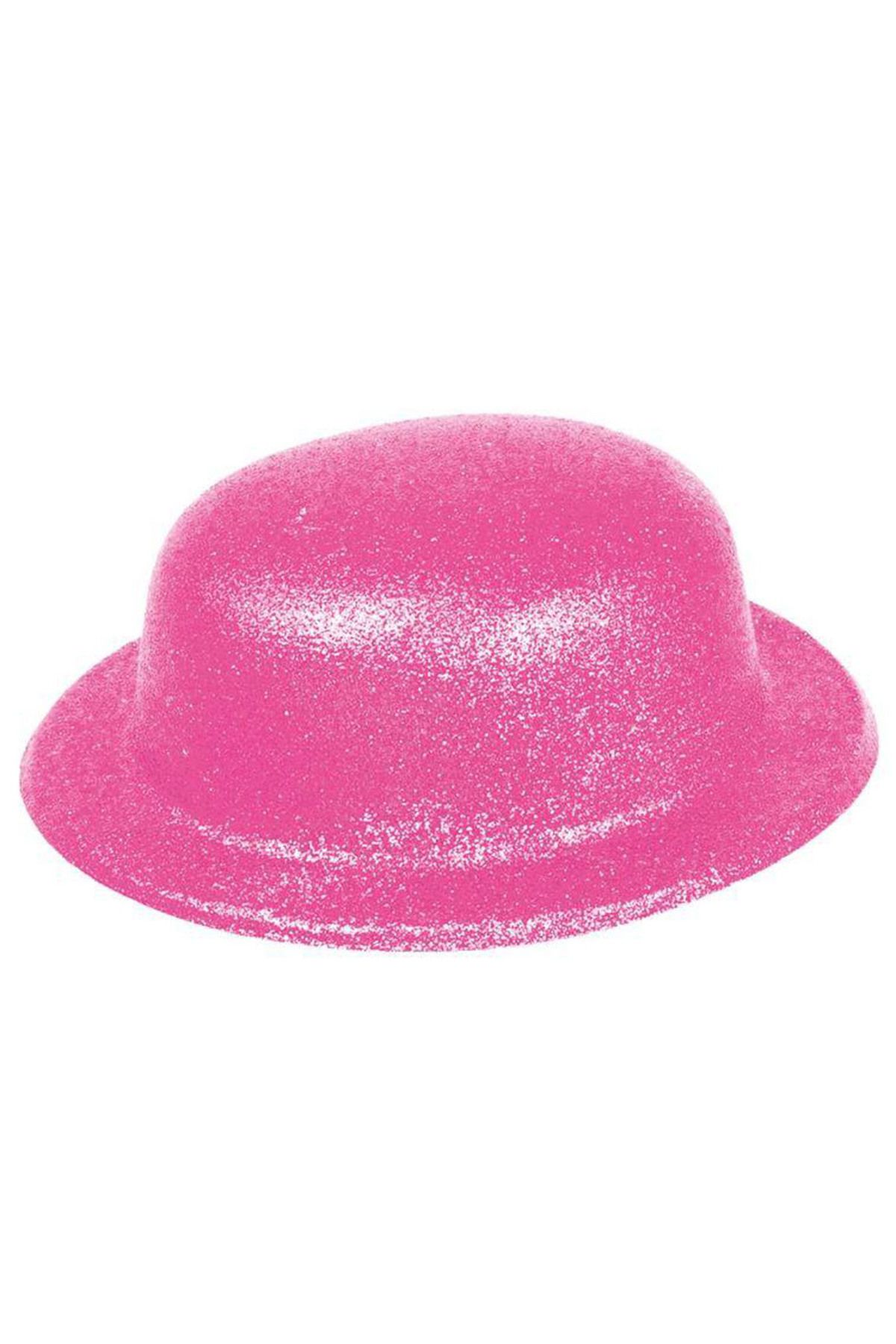 OEM Pembe Renk Simli Melon Yuvarlak Parti Şapkası 24x26 cm (5024)