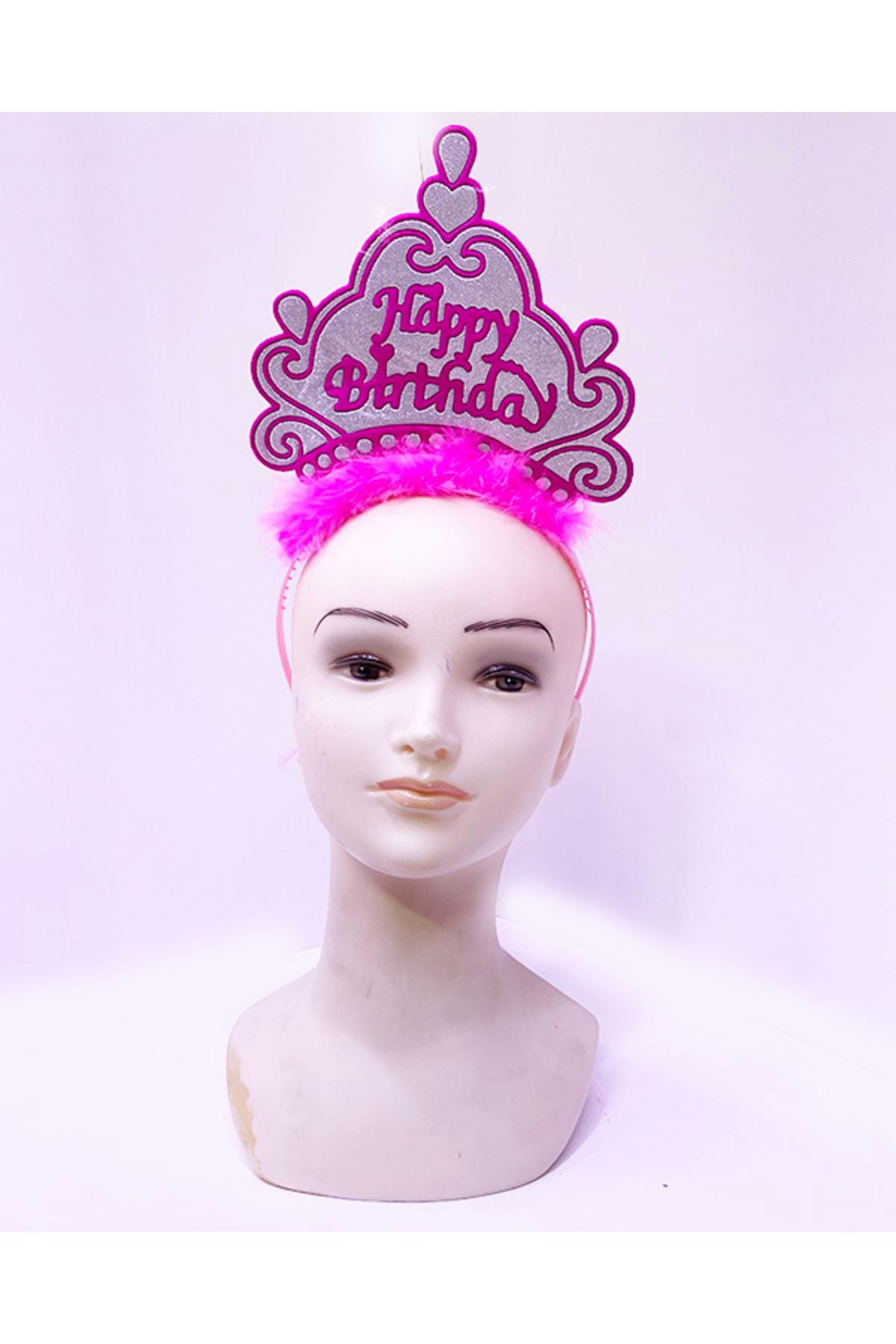 OEM Happy Birthday Neon Pembe Renk Doğum Günü Tacı 24x15 cm (5024)