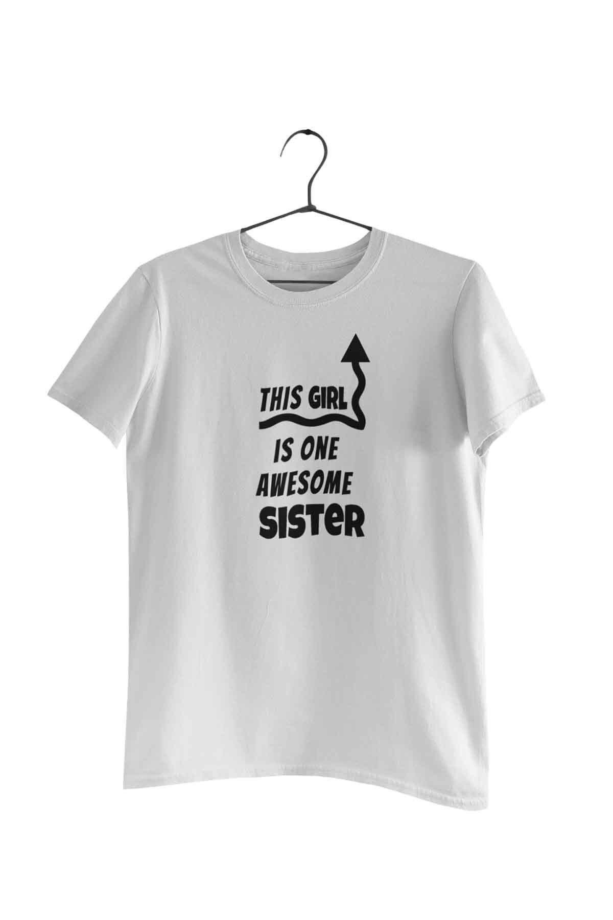 qoeuyl boutique-Această fată este o surori minunată imprimată cadou soră și soră 100% bumbac tricou alb 4