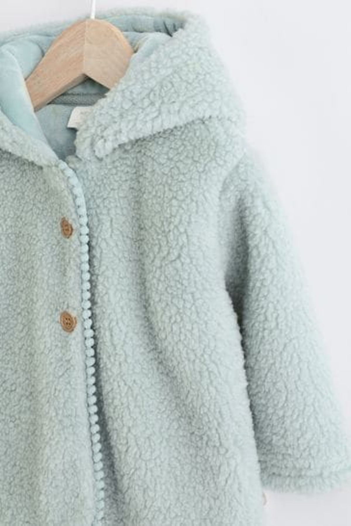 Next Baby Sage Green Fully Fleece Lined Hooded Plush Jacket fotoğrafı 3 (önizleme)