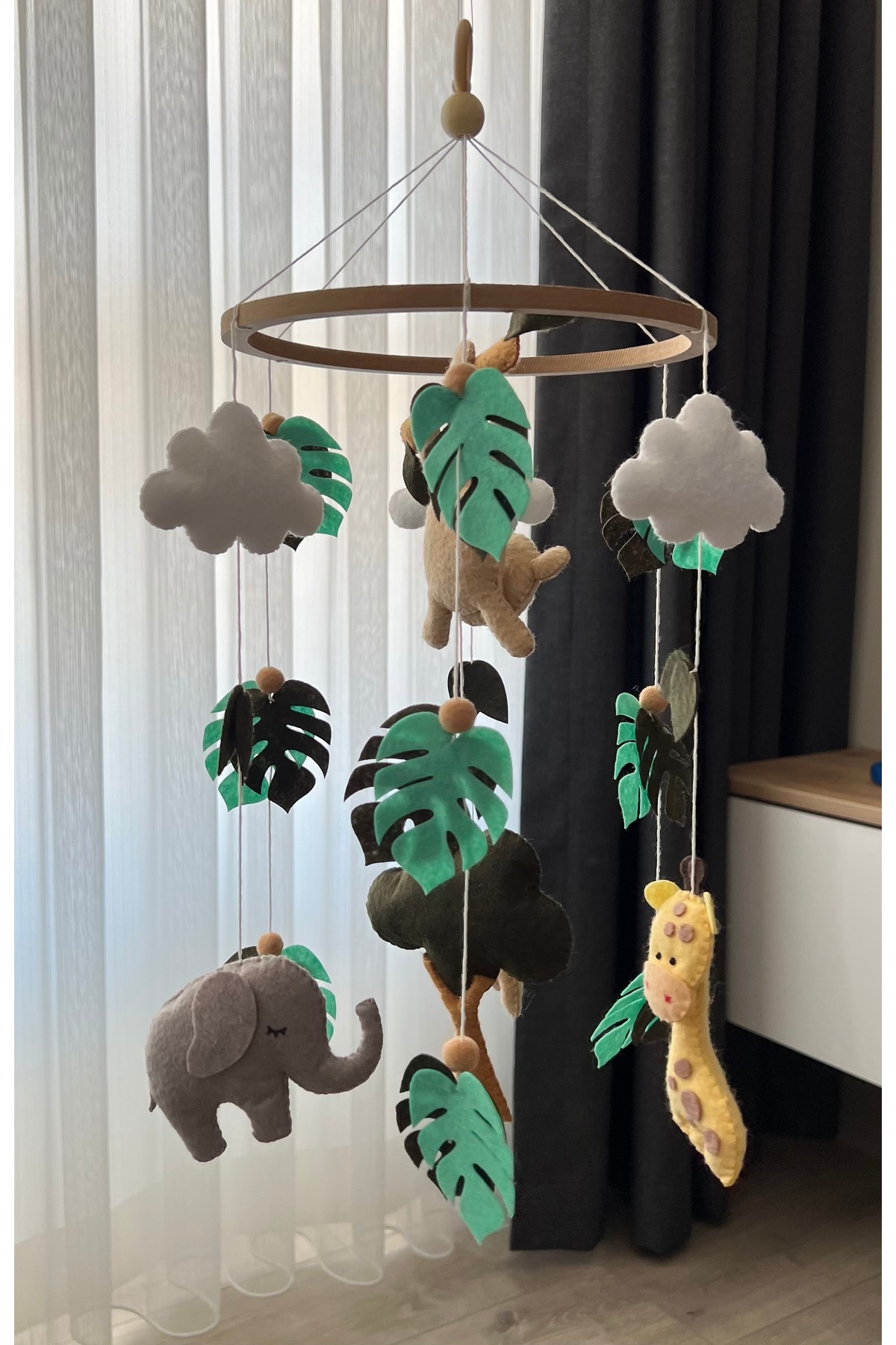 SefDen Lazer Kesim Atölyesi Müziksiz Amazon hayvanları bebek dönencesi tavan süsü beşik süsü fotoğrafı 4 (önizleme)