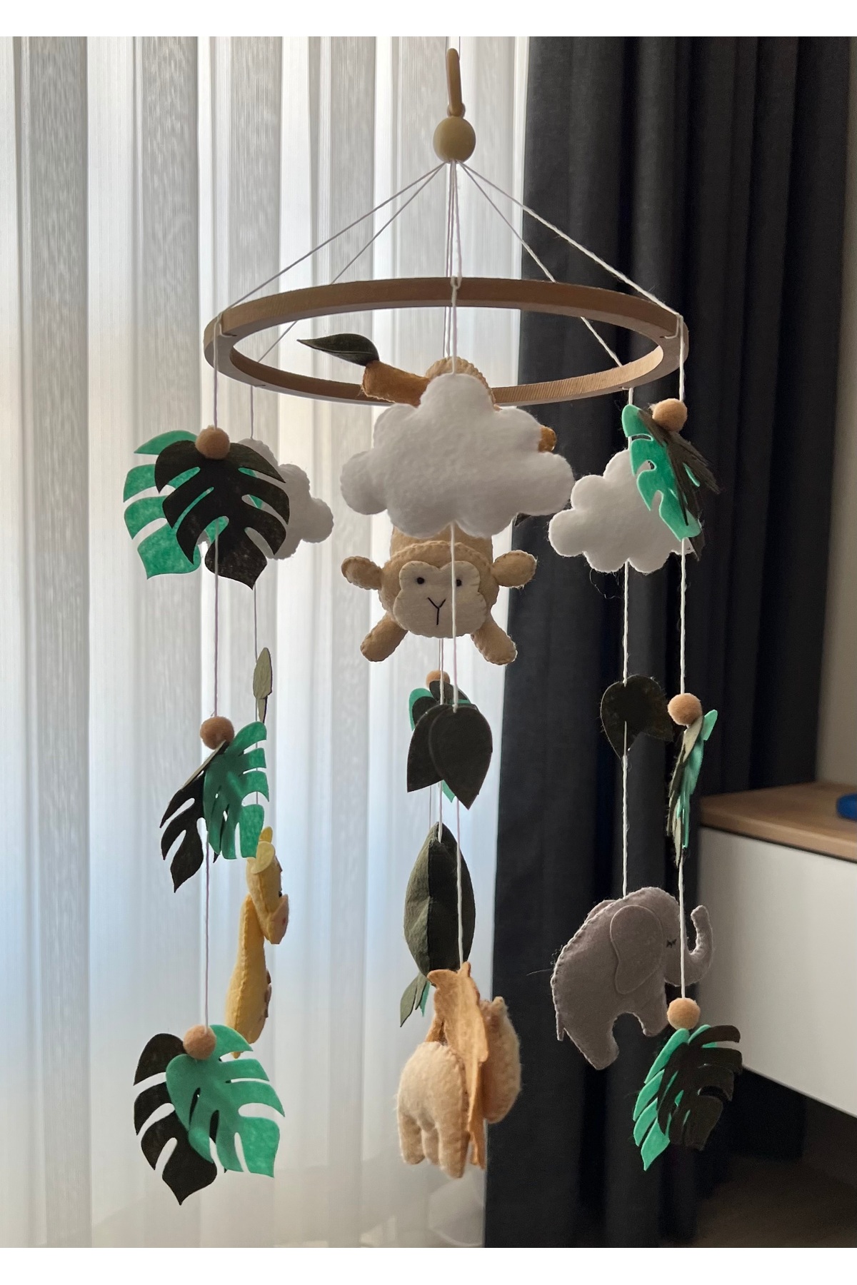 SefDen Lazer Kesim Atölyesi Müziksiz Amazon hayvanları bebek dönencesi tavan süsü beşik süsü fotoğrafı 3 (önizleme)