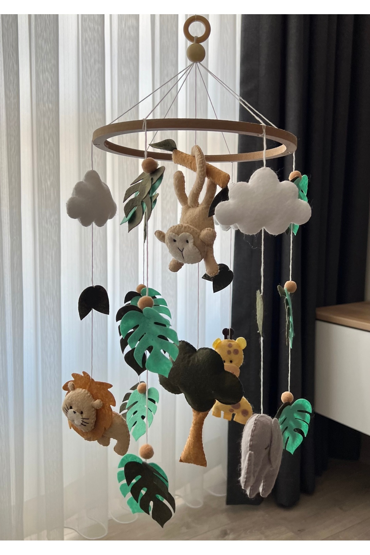 SefDen Lazer Kesim Atölyesi Müziksiz Amazon hayvanları bebek dönencesi tavan süsü beşik süsü fotoğrafı 5 (önizleme)