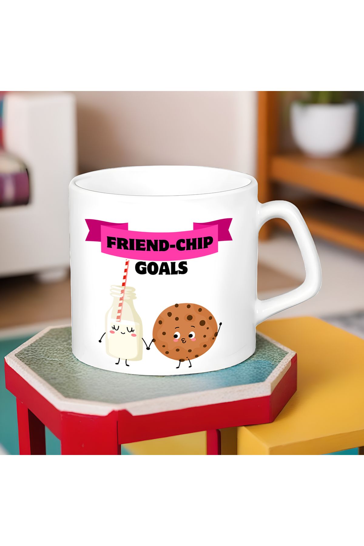 ESHAMPER-Medium Size Mug with Fun Design "Fri̇end-Chip Gols" (225 ml) - 1 Piece 3
