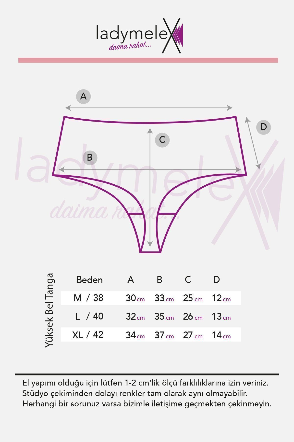 LadyMelex-Tanga de damă cu talie înaltă - bumbac, negru, (M-L-XL) 5 bucăți 3
