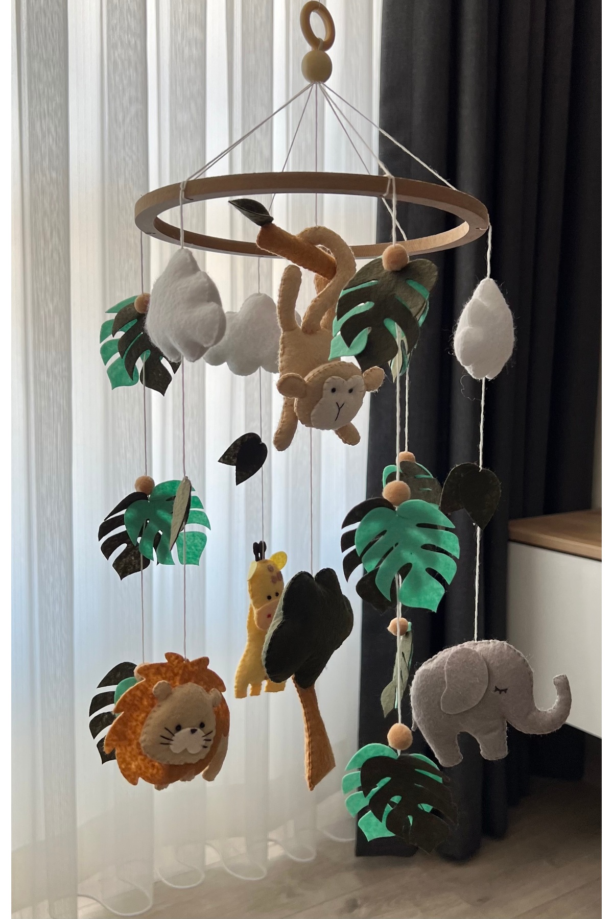 SefDen Lazer Kesim Atölyesi Müziksiz Amazon hayvanları bebek dönencesi tavan süsü beşik süsü fotoğrafı 7 (önizleme)