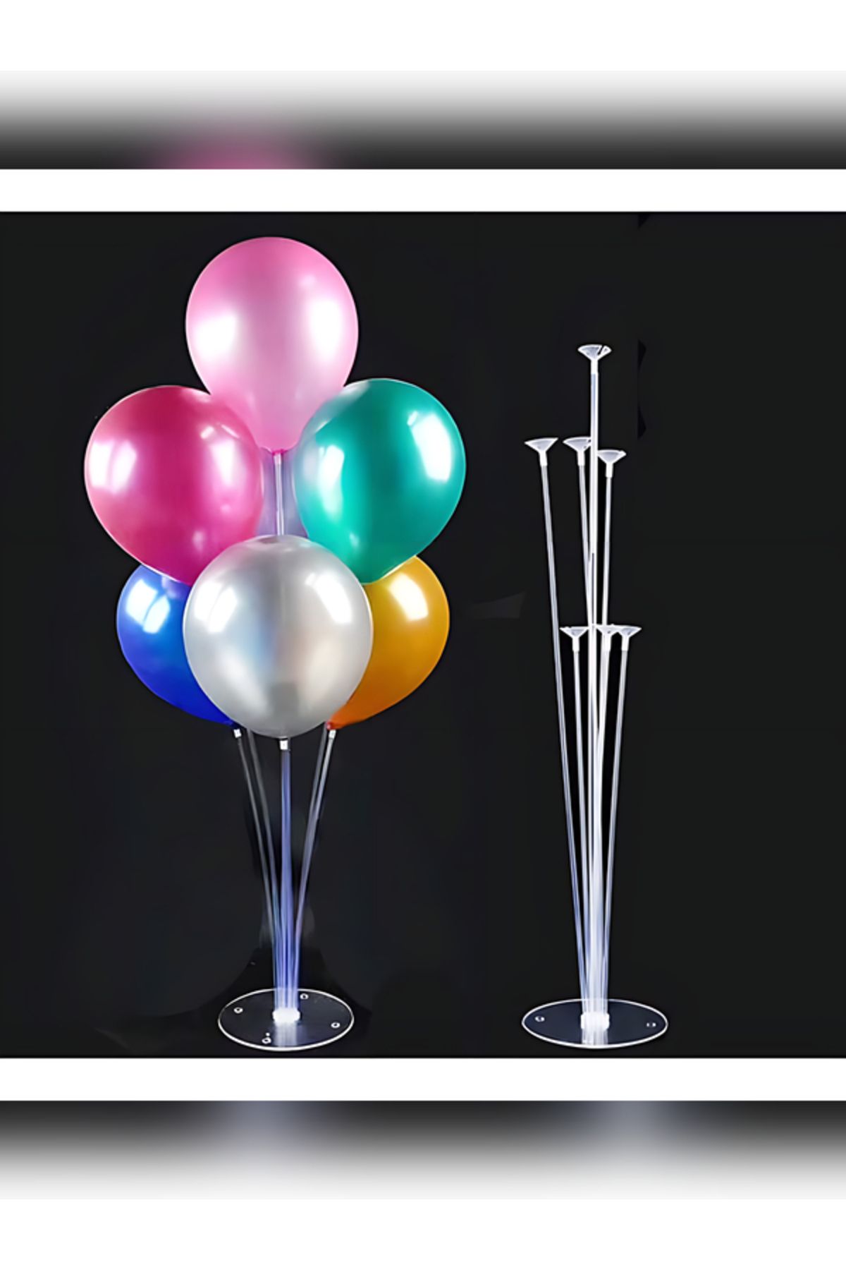 rkmstore Balon Süsleme Standı 7'li Çubuklu Ayaklı Balon Standı Doğum Günü Parti Süsleme