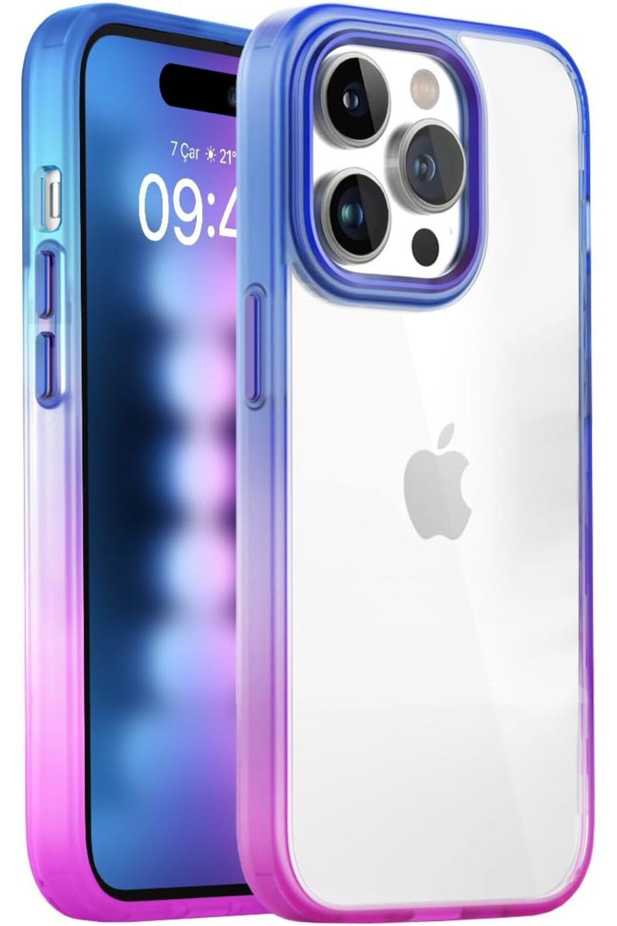 MCreative crashop LABS iPhone 15 Pro Max ile Uyumlu Air Bumper Rainbow Kılıf Darbe Önleyici Arkası Şeffaf