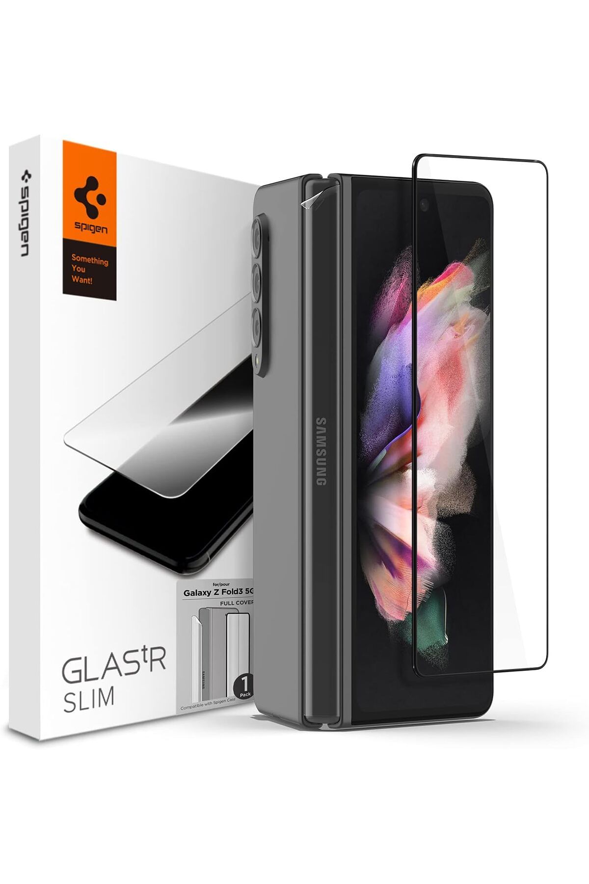 yusuftex srht Galaxy Z Fold 3 Cam Ekran Koruyucu Glas.tR Full Cover (1 Adet) + Hinge Film (1 Adet) Black - AG