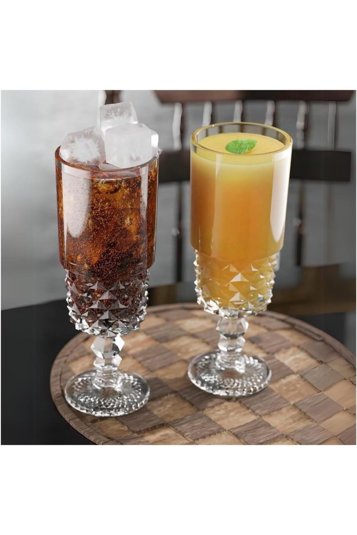 STOREMAX nslmshop Kokteyl Cam Kadeh - 220 ml İçecek Bardakları Kristal Tasarımlı Bardak, Şerbet Meyve S