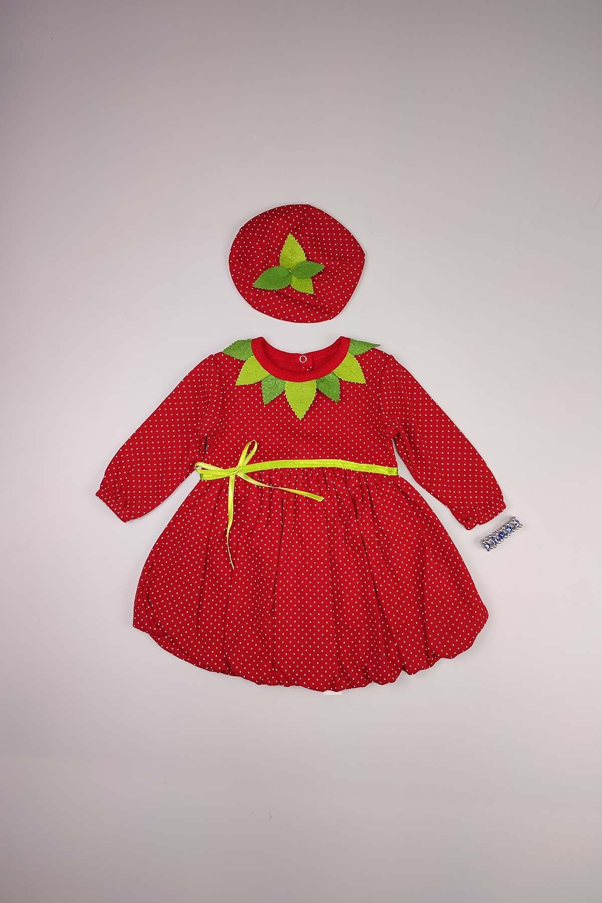 Peki-Cotton Strawberry Patterned Add 5 Pay 4 Baby Dress - New Year Gift 14183 5
