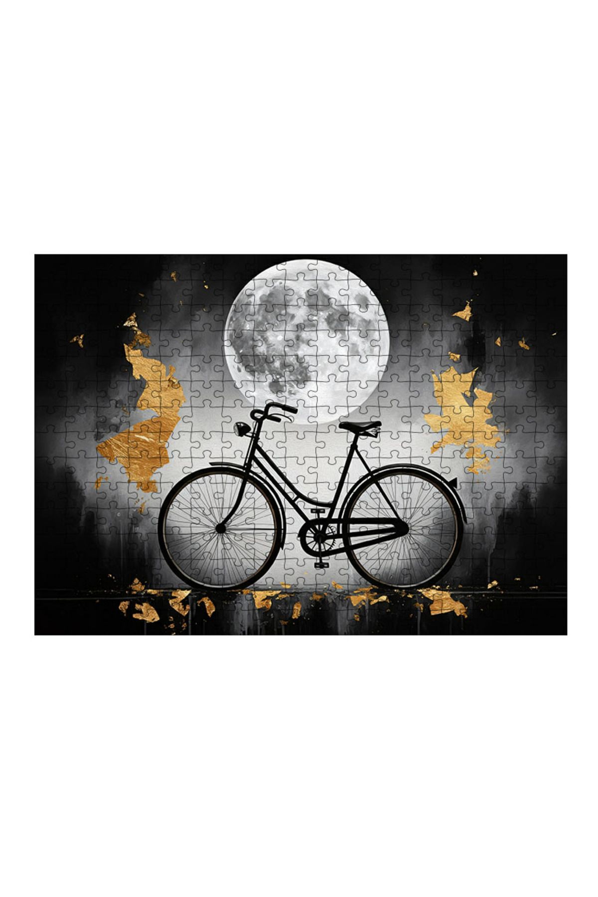 karizmart-Wooden Mdf Puzzle Jigsaw Bicycle in Moon Light 255 Pieces 35*50 cm 1