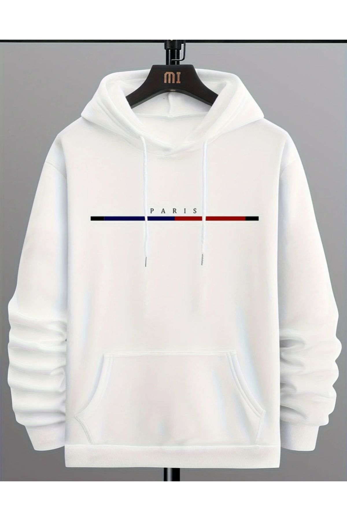 MODARİCH-Paris Striped Sweatshirt - White Printed Oversize Hoodie 1