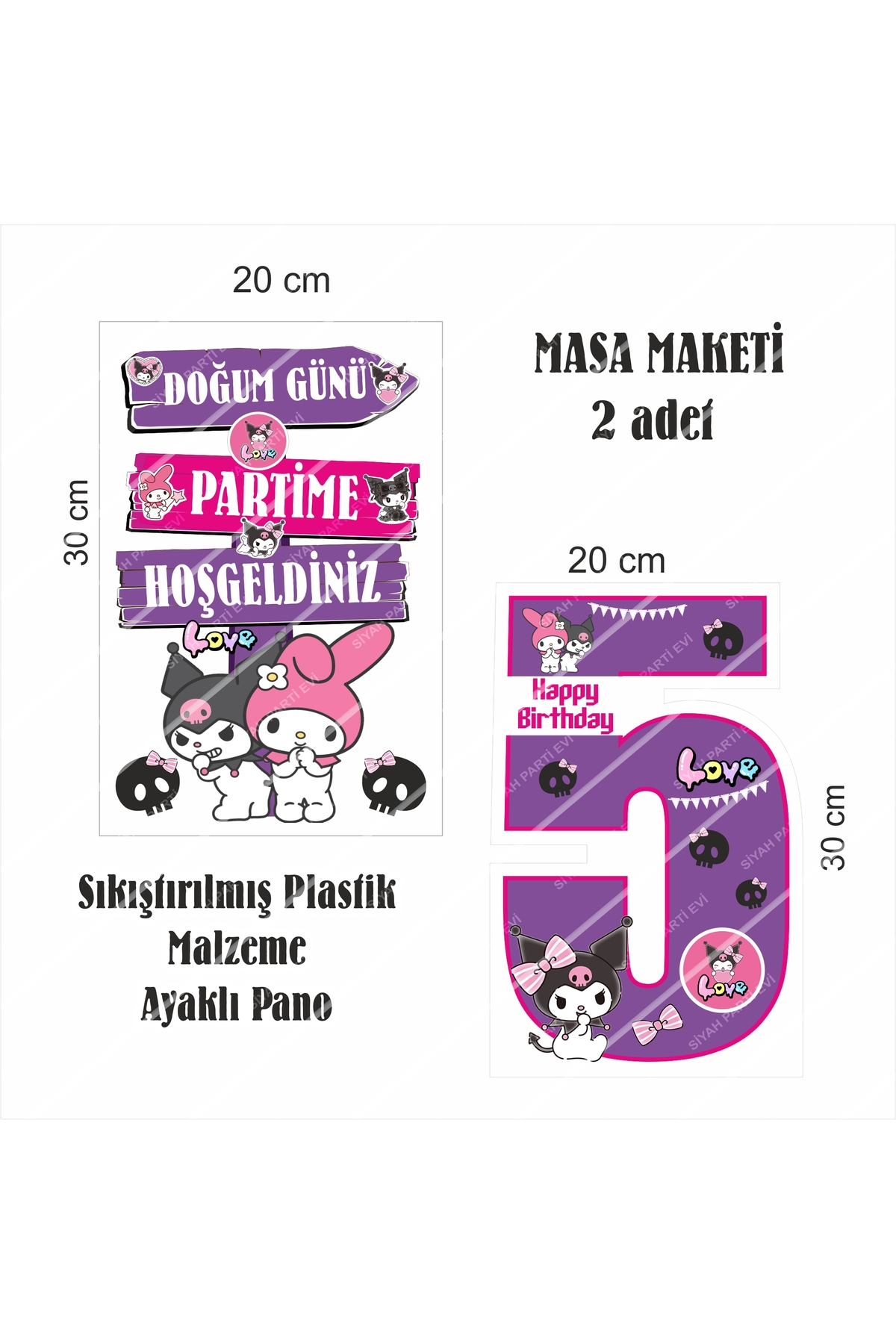 SİYAH PARTİ EVİ KUROMİ Doğum Günü Masa Maketi / Pasta Süsü Seti 5 YAŞ fotoğrafı 4 (önizleme)