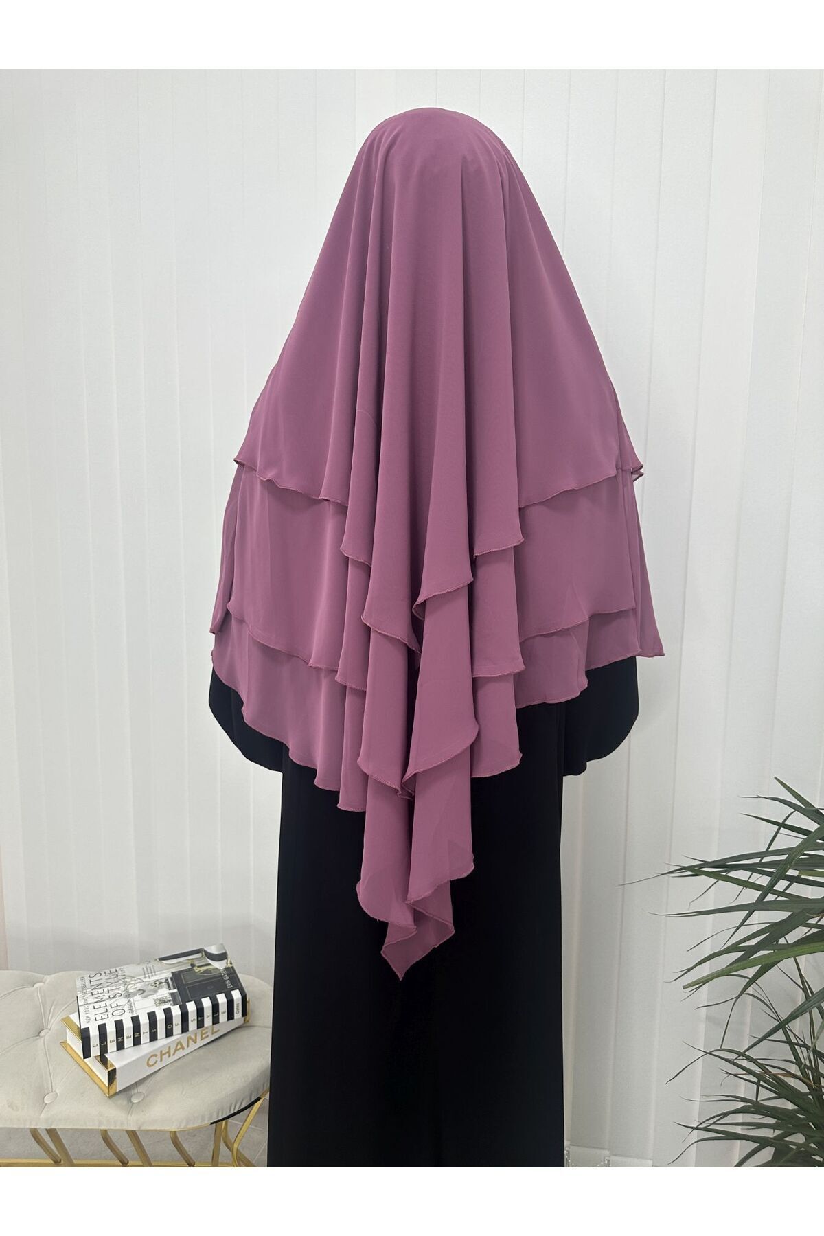 erasra class-3-Layer Multi-Siphon Souffle Scarf - Khimar Ready, Lace-Up and Veiled Lilac 4