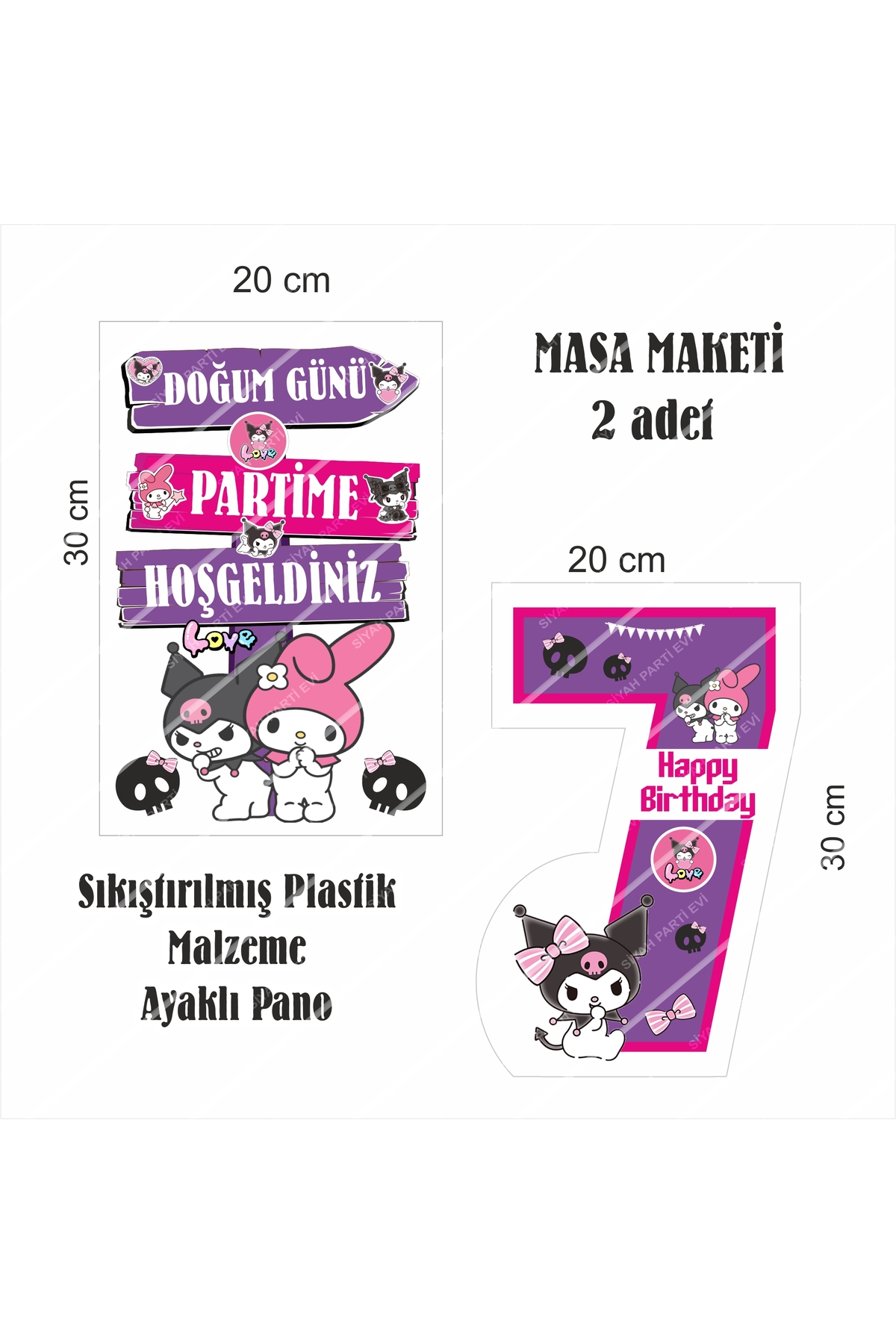 SİYAH PARTİ EVİ KUROMİ Doğum Günü Masa Maketi / Pasta Süsü Seti 7 YAŞ fotoğrafı 4 (önizleme)