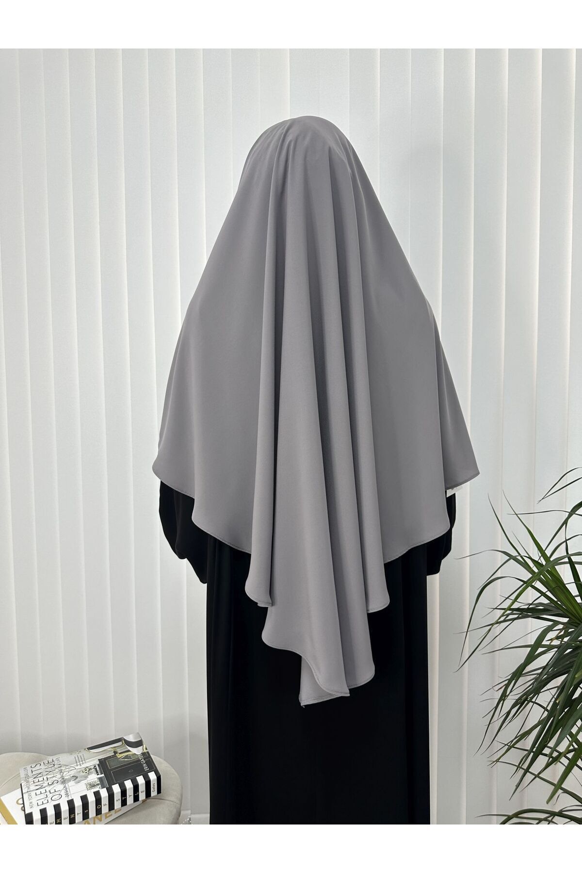 erasra class-Gray Single Layer Medina Silk Practical Tied Triangle Souffle Scarf - Suitable for Hajj and Umrah 4