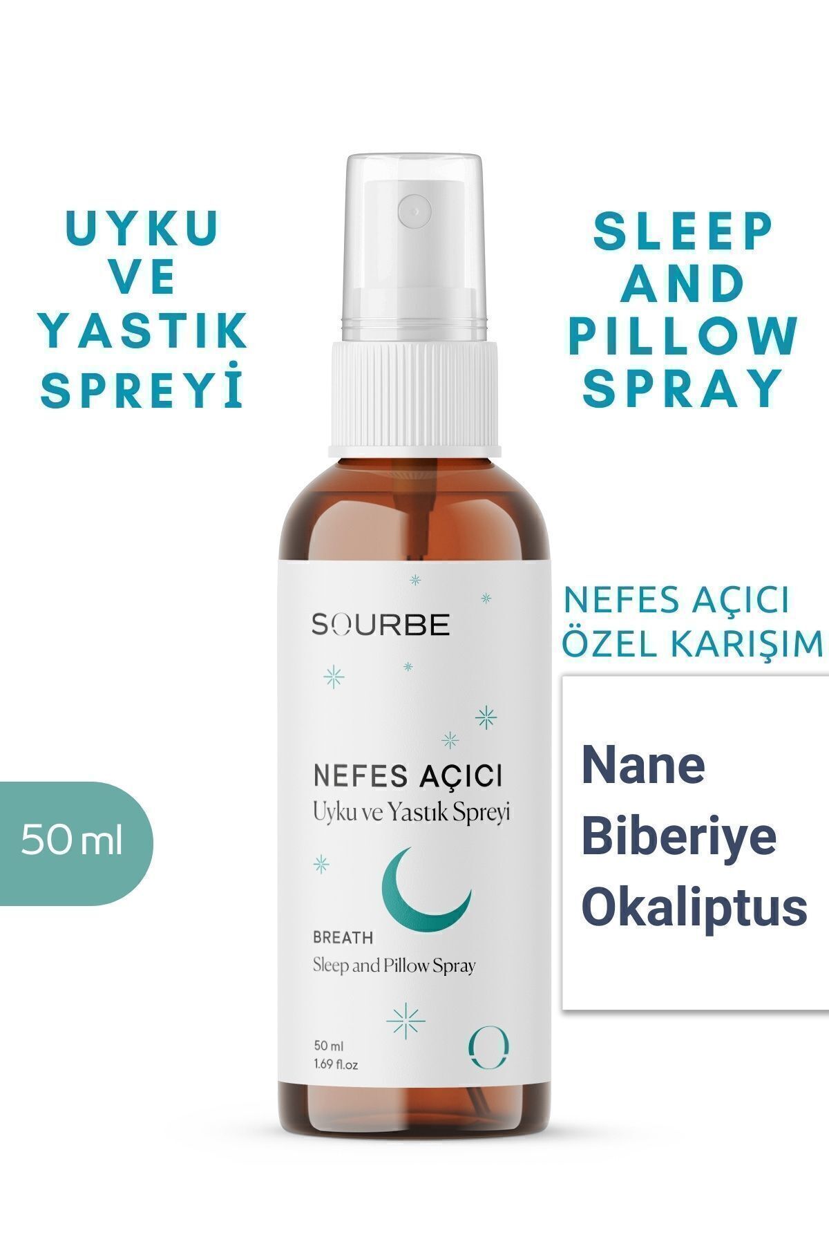 SOURBE Nefes Açıcı Uyku Ve Yastık Spreyi Okaliptus Nane Biberiye Sleep And Pıllow Spray Doğal 50 ml