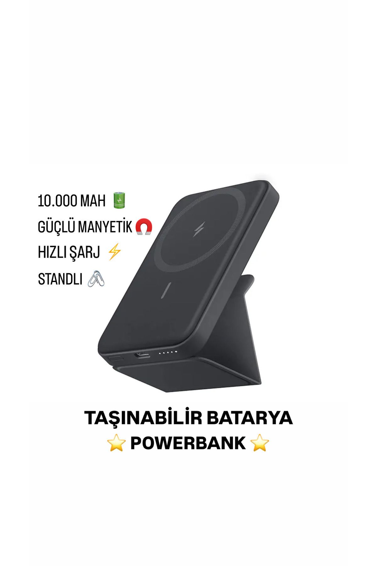 10.000 Mah Magsafe Standlı PowerBank Hızlı Şarj Taşınabilir Güçlü Manyetik 20W Şarj Cihazı