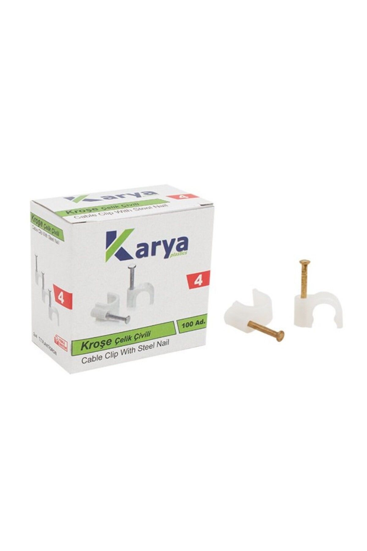 Kapamarka KROŞE 4 NUMARA ÇELİK ÇİVİLİ 8 MM (2*4 ANTİGRON KABLOLAR İÇİN) 100LÜ POŞET KARYA