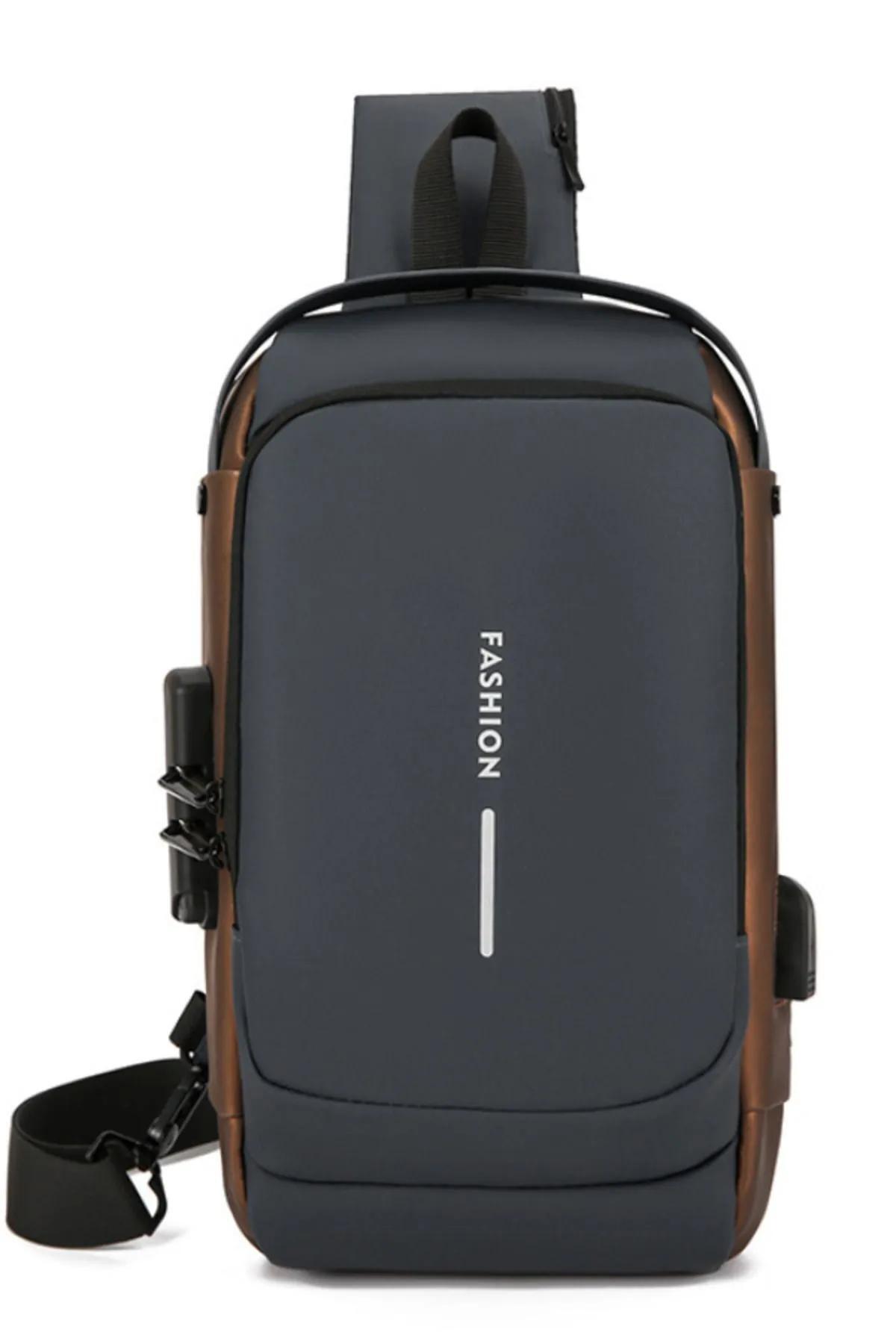 by EKTIREN  Usb Şarj Portlu Kilitli Erkek Omuz Ve Göğüs Çantası - Su Geçirmez Seyahat Ve Günlük Kullanım Fashion - Görsel 2