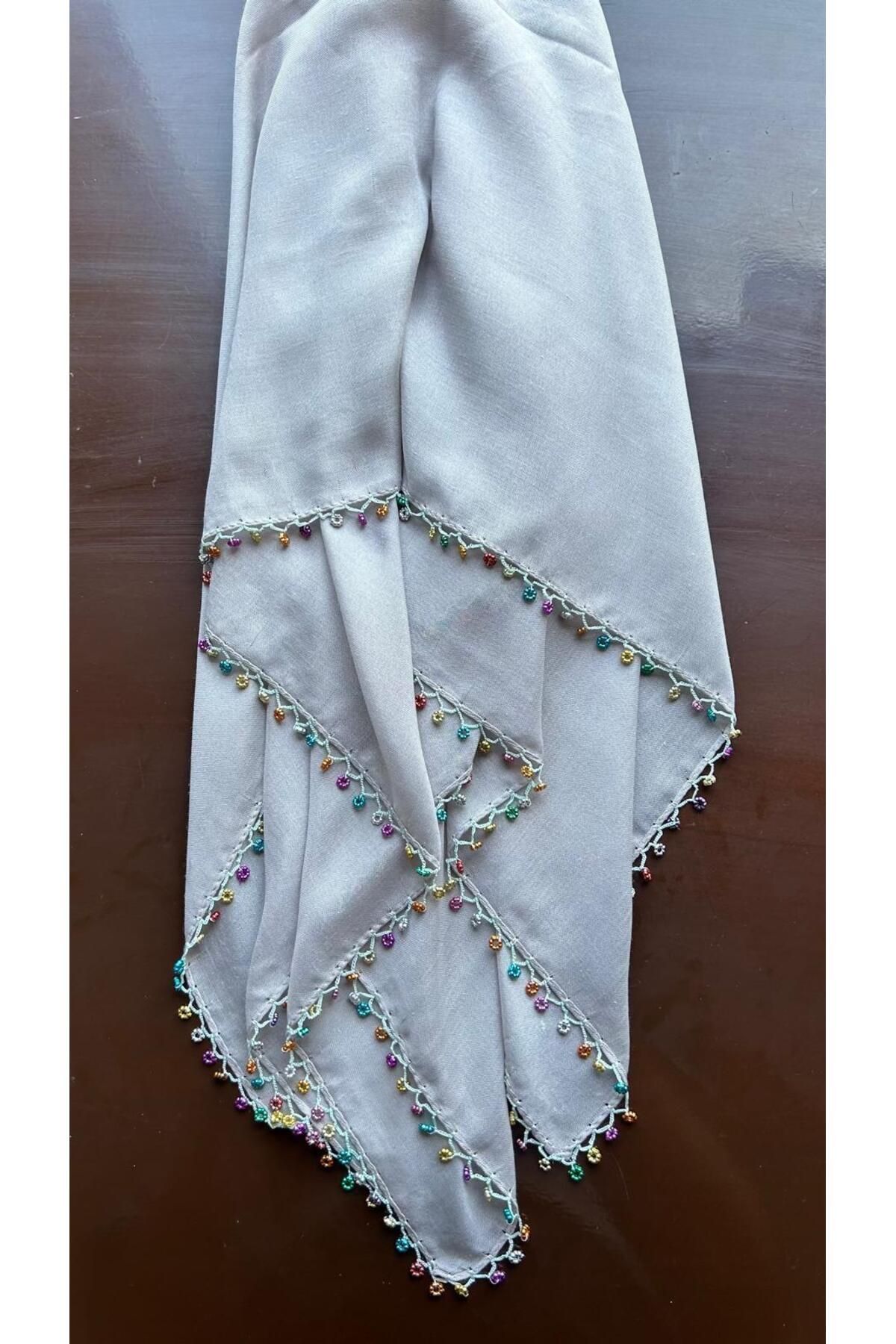 İĞNEOYASI-Writing Head Scarf - Scarf Circle Shawl Gauze Embroidered Çb88 1