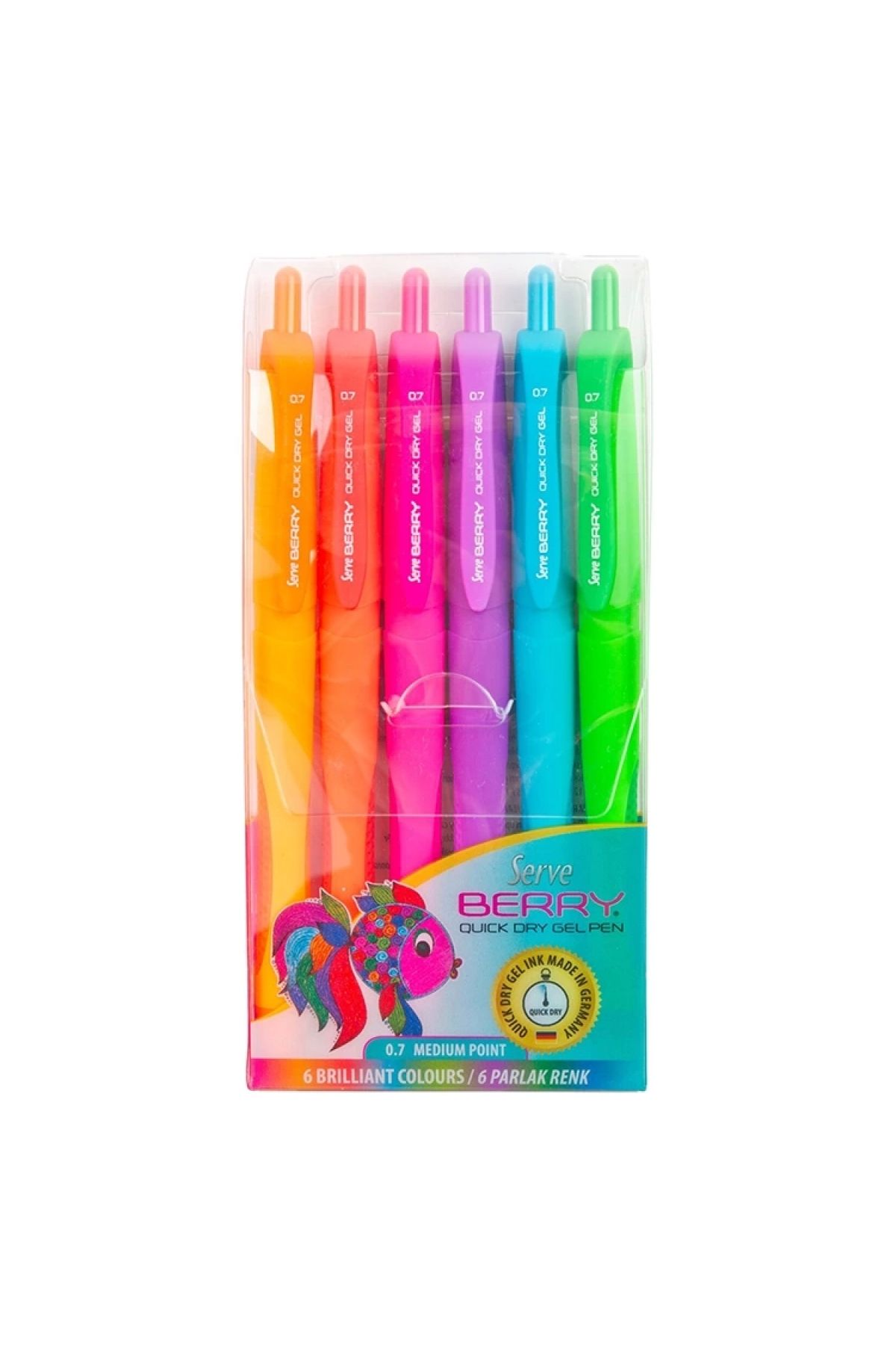 Serve-Berry Fast Drying Gel Ink Pen 6 Colors Set B 1