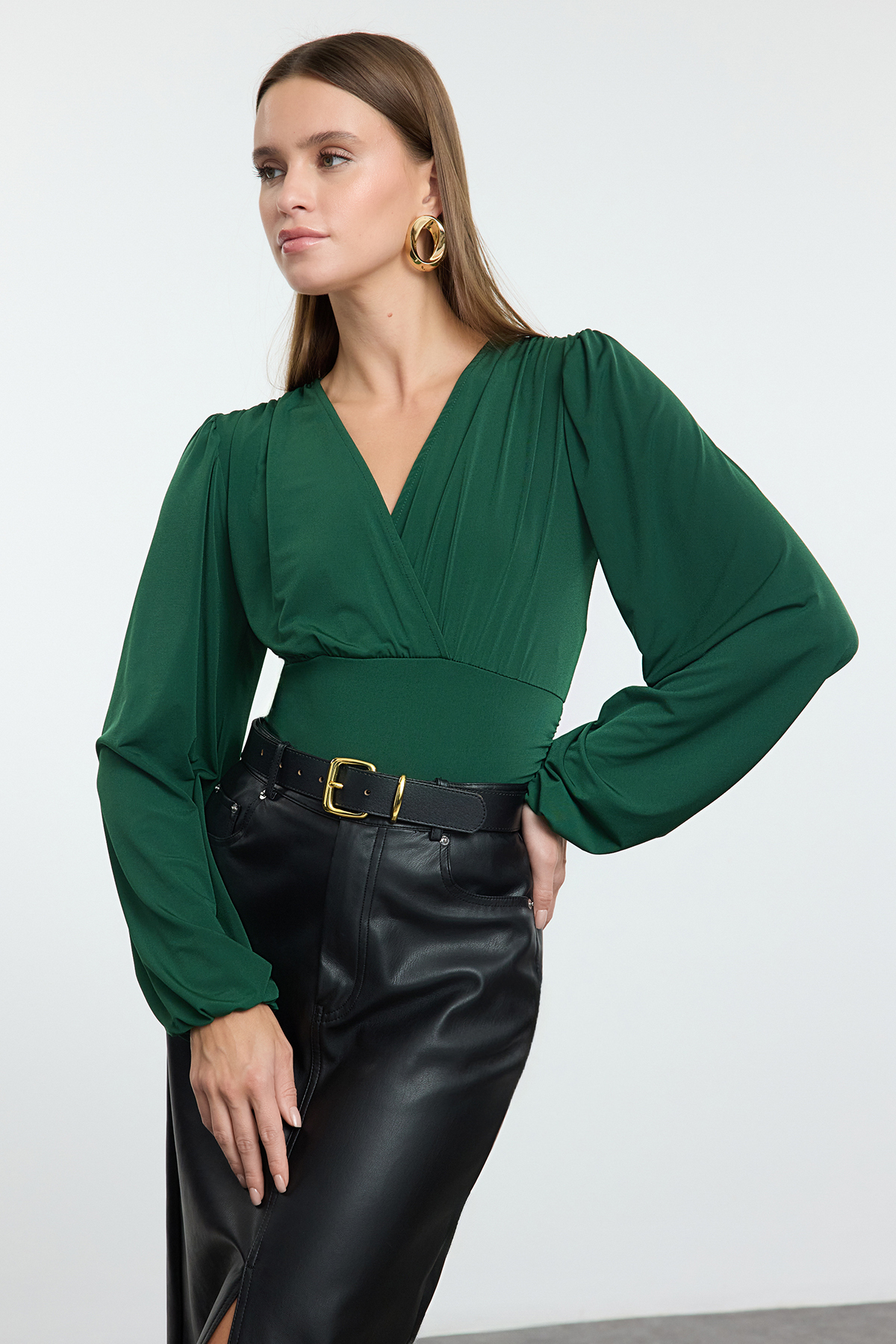 3050029 Green Draw String Blouse