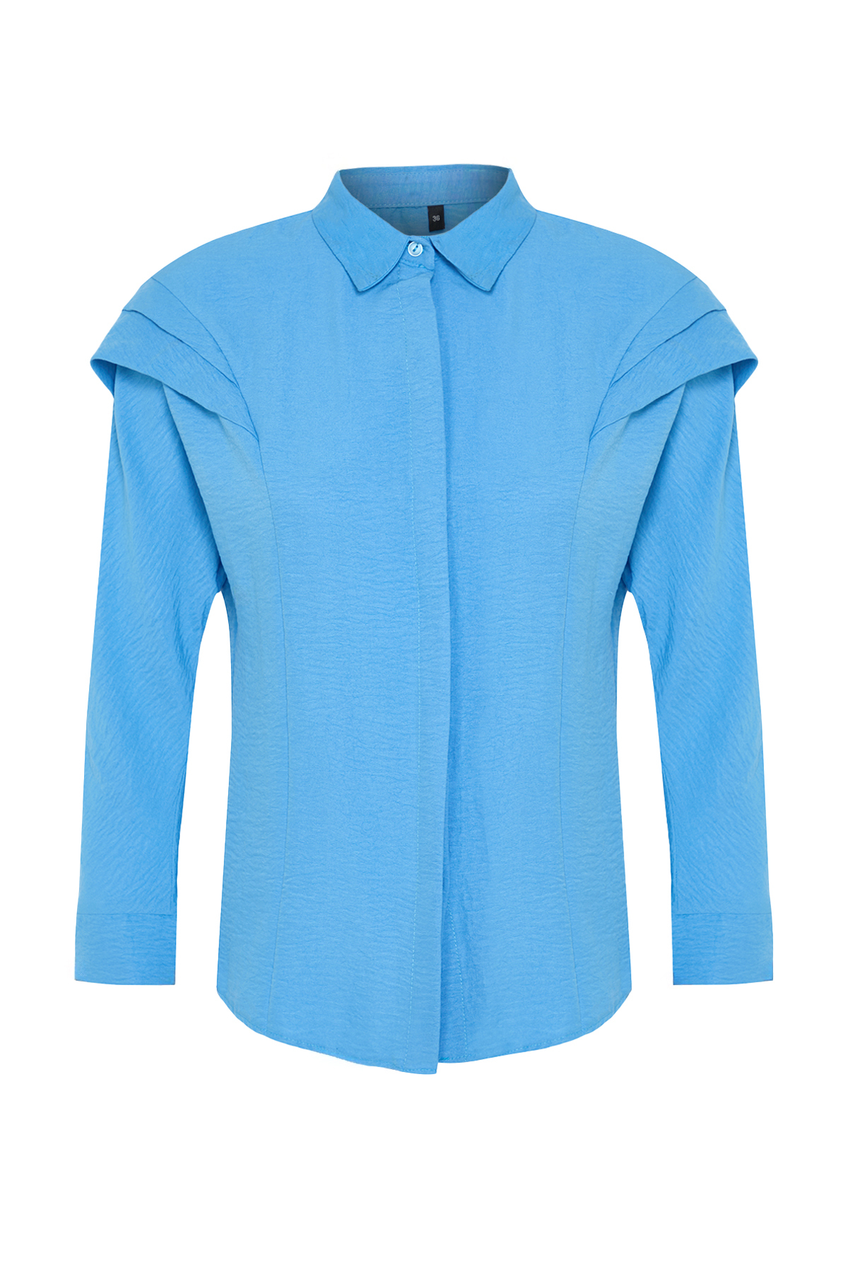 Trendyolmilla  Mavi Omuz Volanlı Dokuma Gömlek TWOAW22GO0375 - Görsel 6