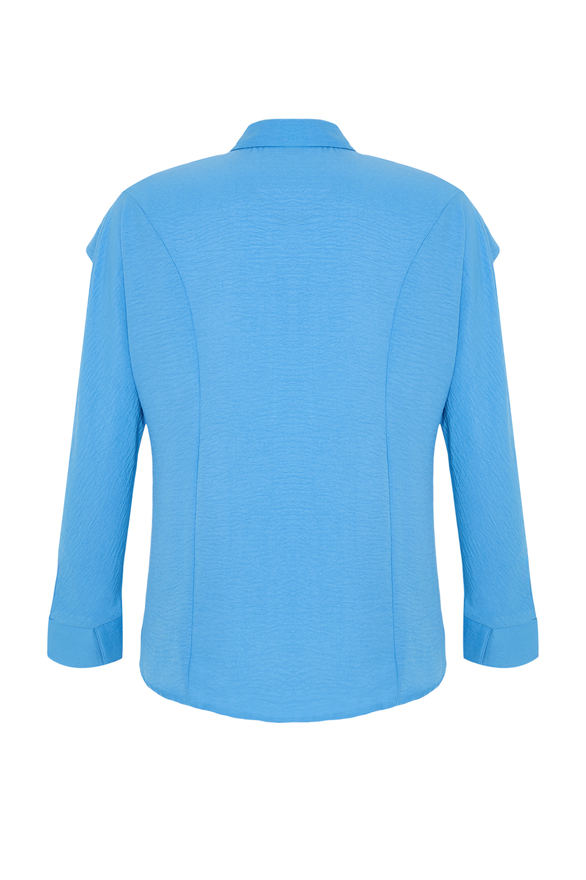 Trendyolmilla  Mavi Omuz Volanlı Dokuma Gömlek TWOAW22GO0375 - Görsel 7