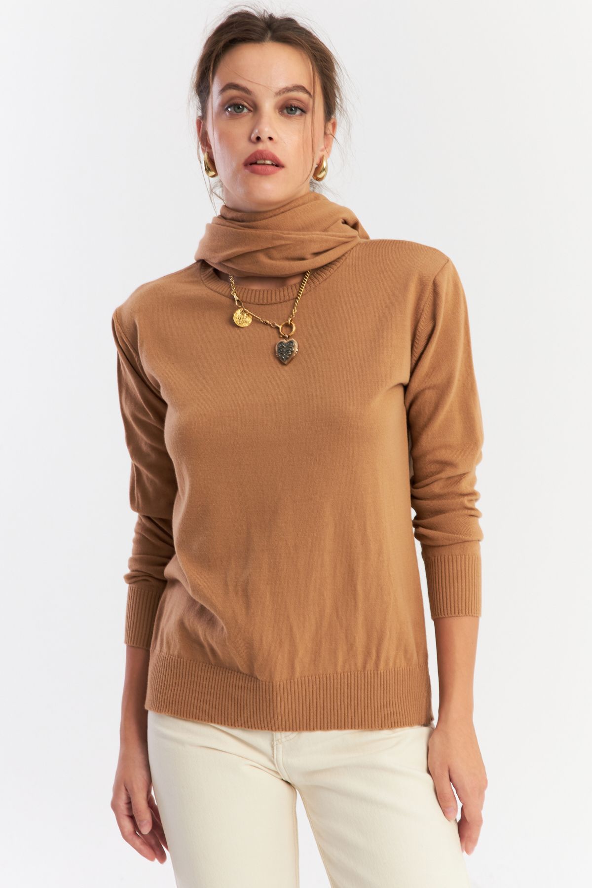 Cool & Modest-Bluză de damă Camel Shawl Accesorii Tricoturi YV286 2