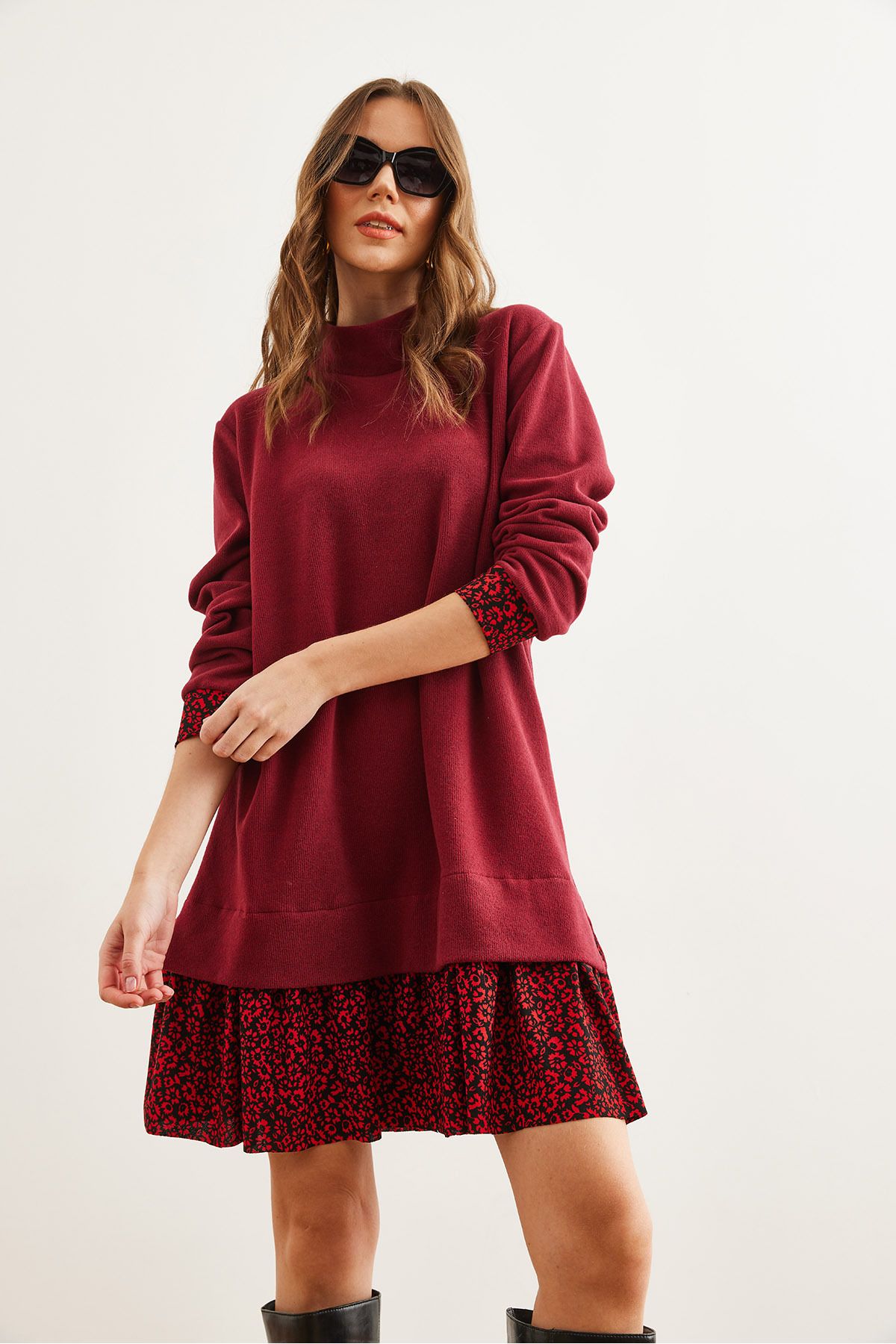 Olalook-Rochie de damă Roșu Burgundy Thessaloniki - ELB- 19000965 3