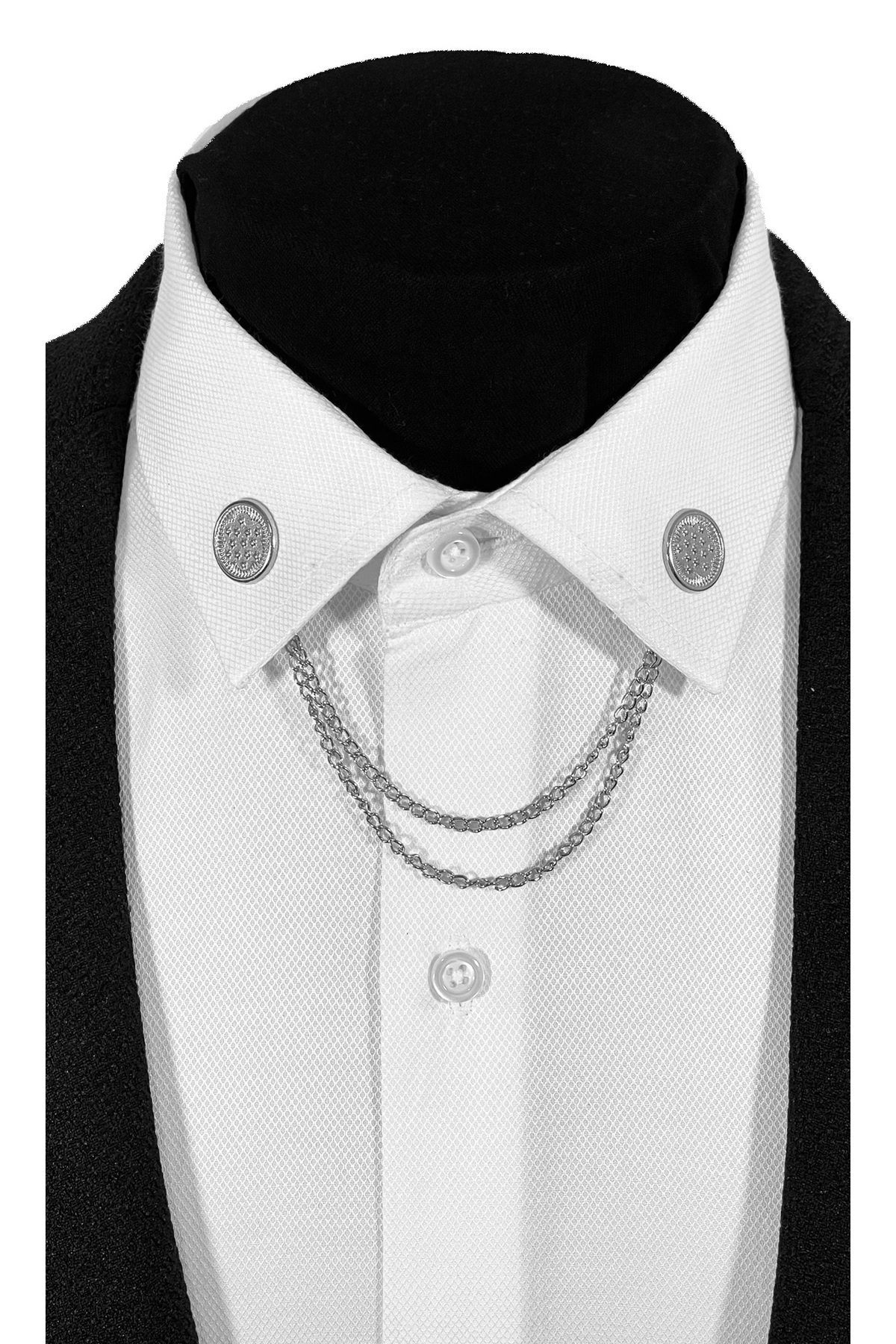  سنجاق/زنجیر یقه پیراهن فلزی نقره‌ای خاکستری برجسته ستاره‌ای