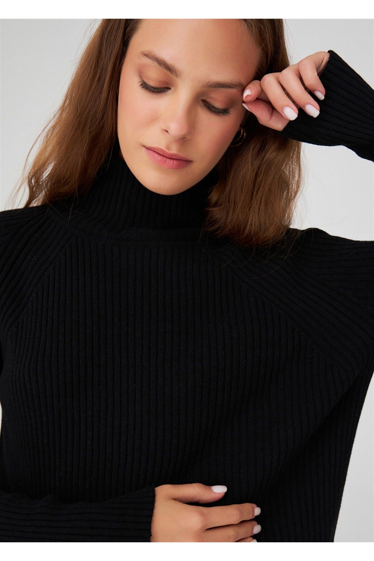 Peraluna-Fit Turtleneck Cashmere Blend Women's Knitwear Sweater - Black 4