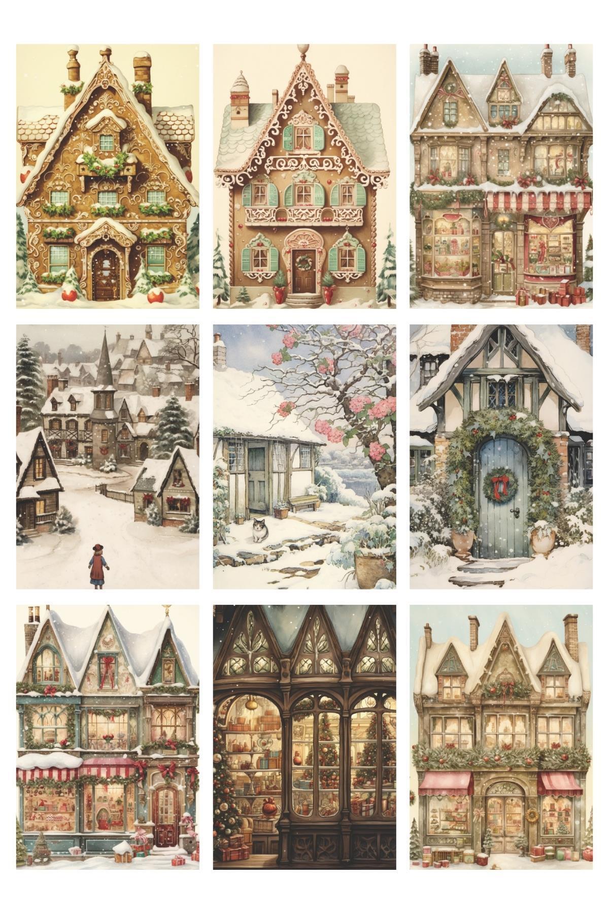 Anime Marketi Yılbaşı Temalı Nostaljik 9'lu Kartpostal Fotokart Serisi Model 15