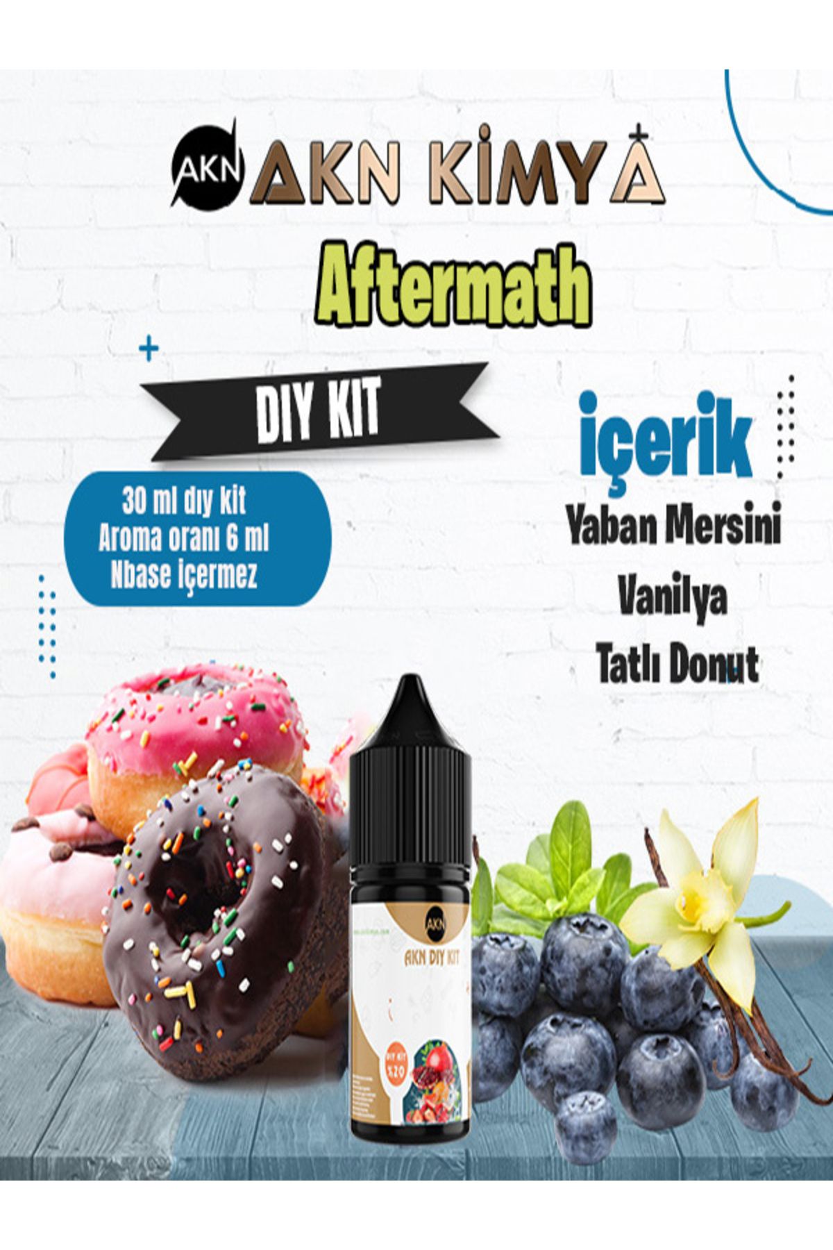 akn kimya Aftermath Dıy Kit Aroma Yabanmersini Tatlı Donut Gıda Aroması 30 ml (Yüzde 20 oranda aroma içerir )