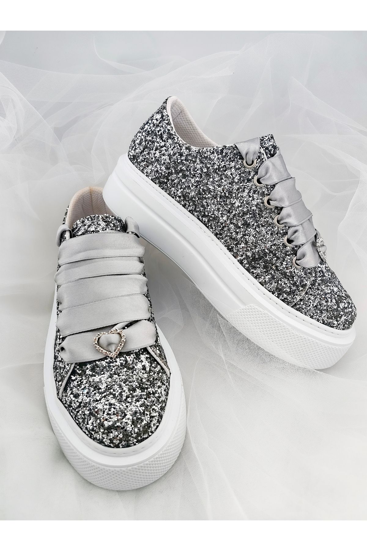 Ayakkabı Tutkusu Stilo ®-Adidași cu sclipici argintii Potrivire confortabilă Design modern Confort extrem 4