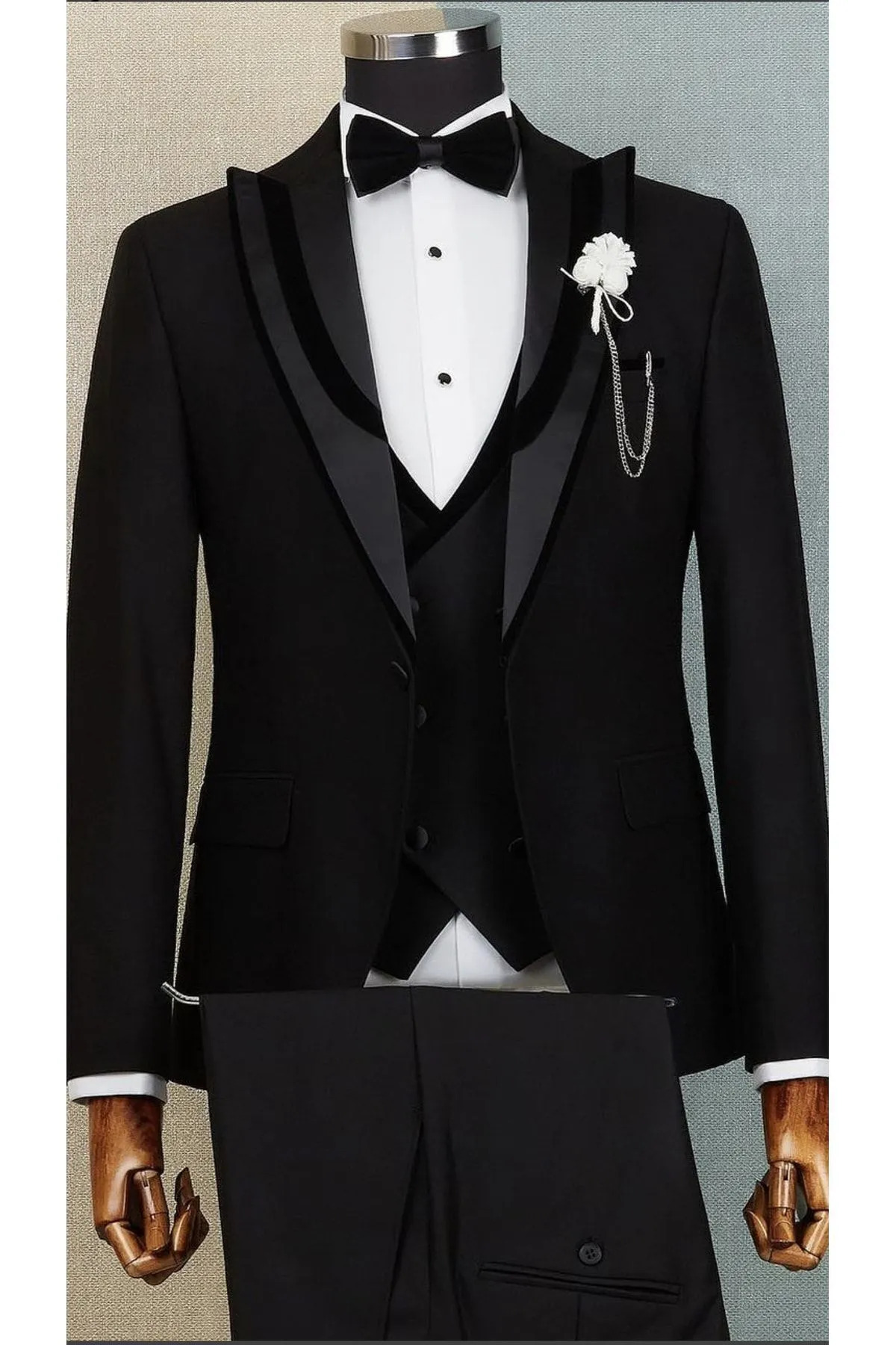 Damatlık Takım Elbise Smokin Slim Fit — مشکی rm775 — تصویر 2 از 4