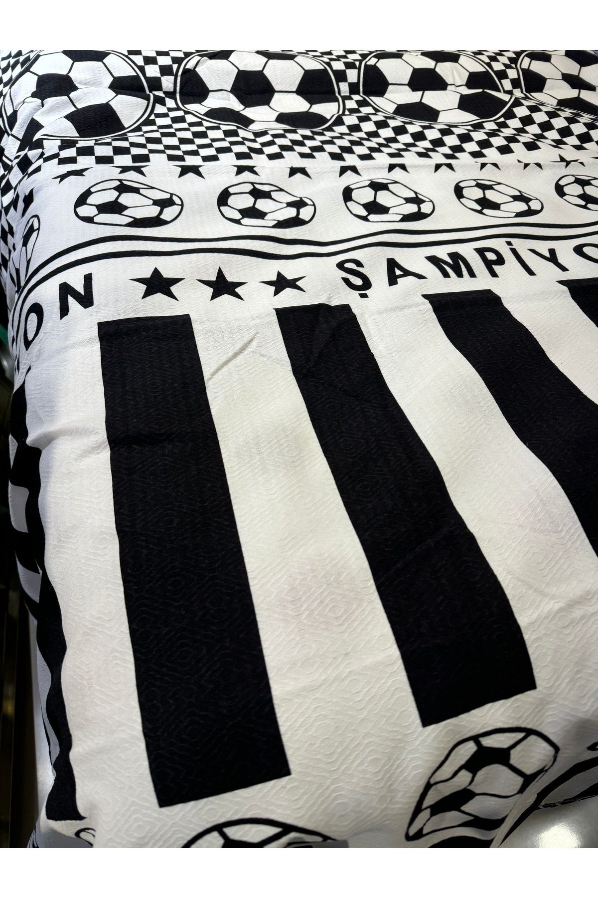 ŞENER HOME-Fan Pattern 150X240 Cm. Single Single Pike - Black - White 3