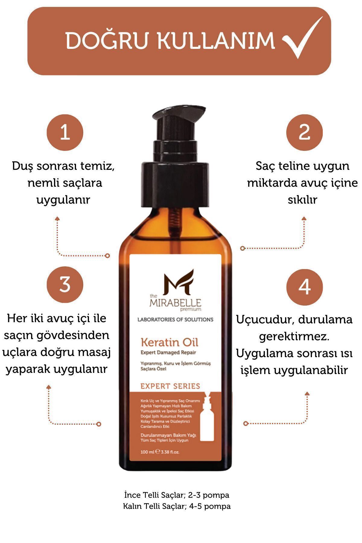 The Mirabelle Premium Yoğun Keratin, Onarıcı Ve Güçlendirici Durulanmayan Bakım Yağı 100 Ml-3