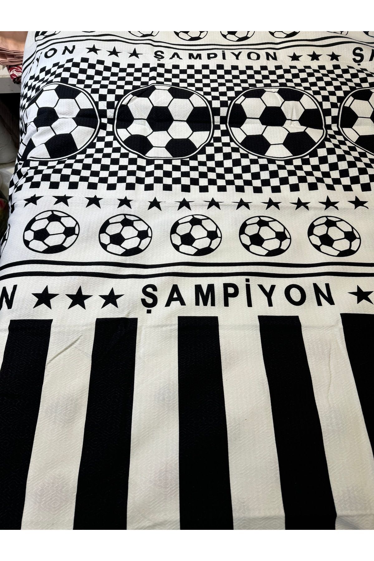 ŞENER HOME-Fan Pattern 150X240 Cm. Single Single Pike - Black - White 4