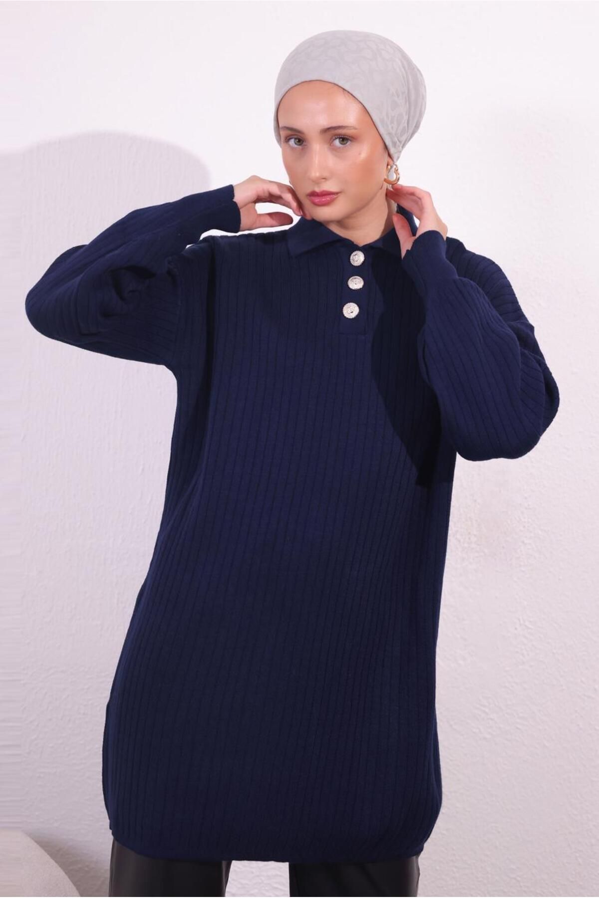 TRENDTESETTÜR-Navy Blue Knitwear Kadik Sweater - t 7409 3