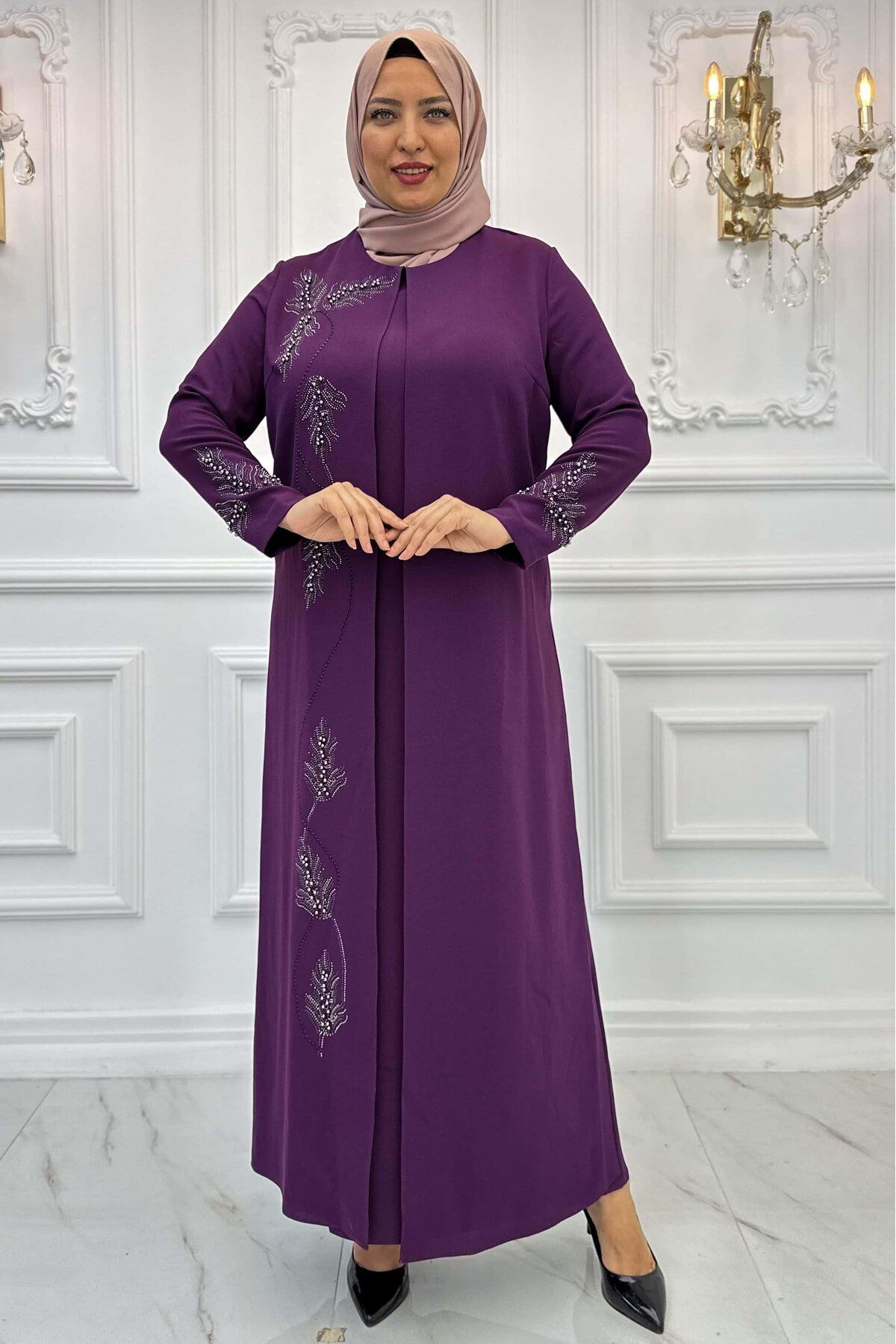 Amine Hüma-Rochie de seara Hijab Plum Crocus 1