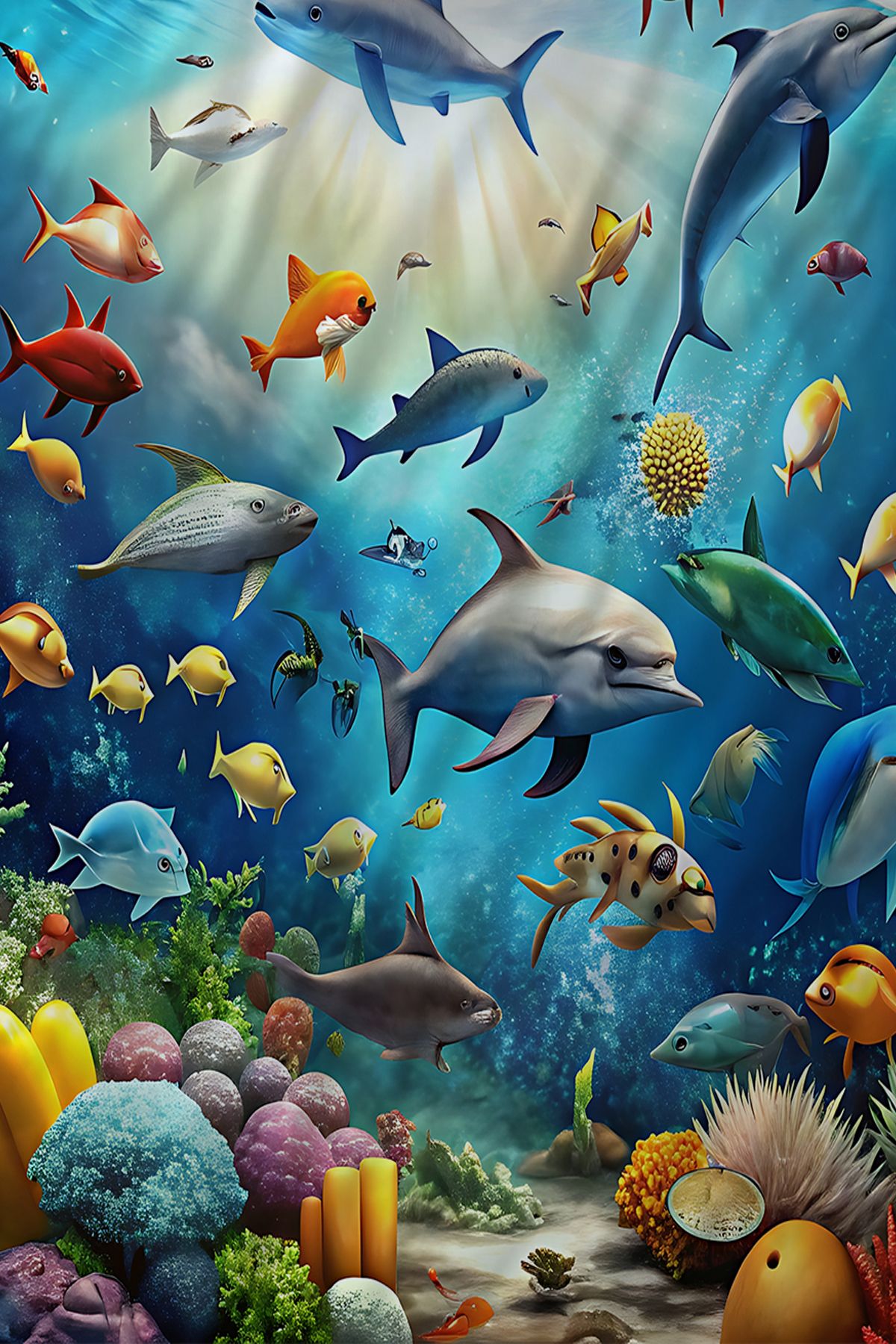 Else Dekor-Fish Patterned Underwater - Children's Single Bedding Set 3