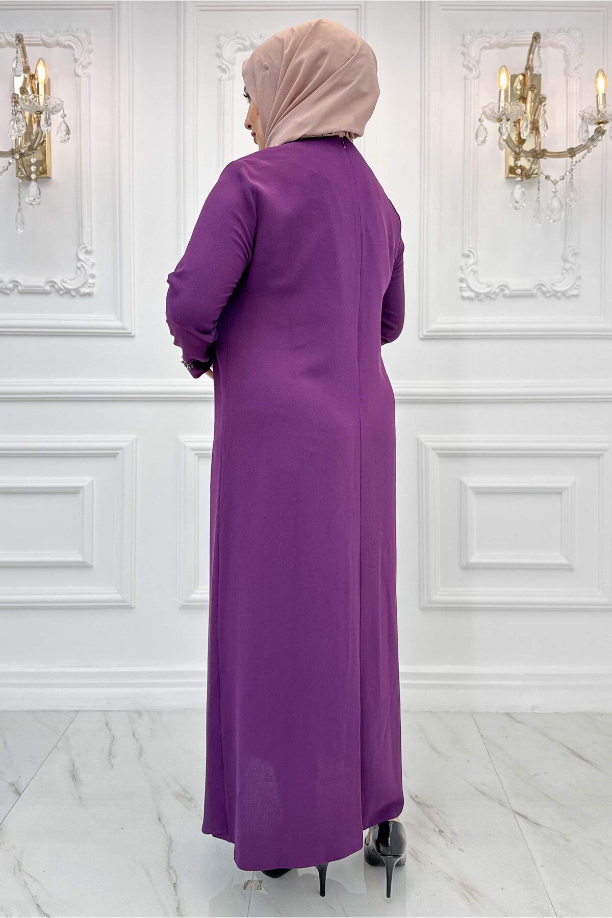 Amine Hüma-Rochie de seara Hijab Plum Crocus 6