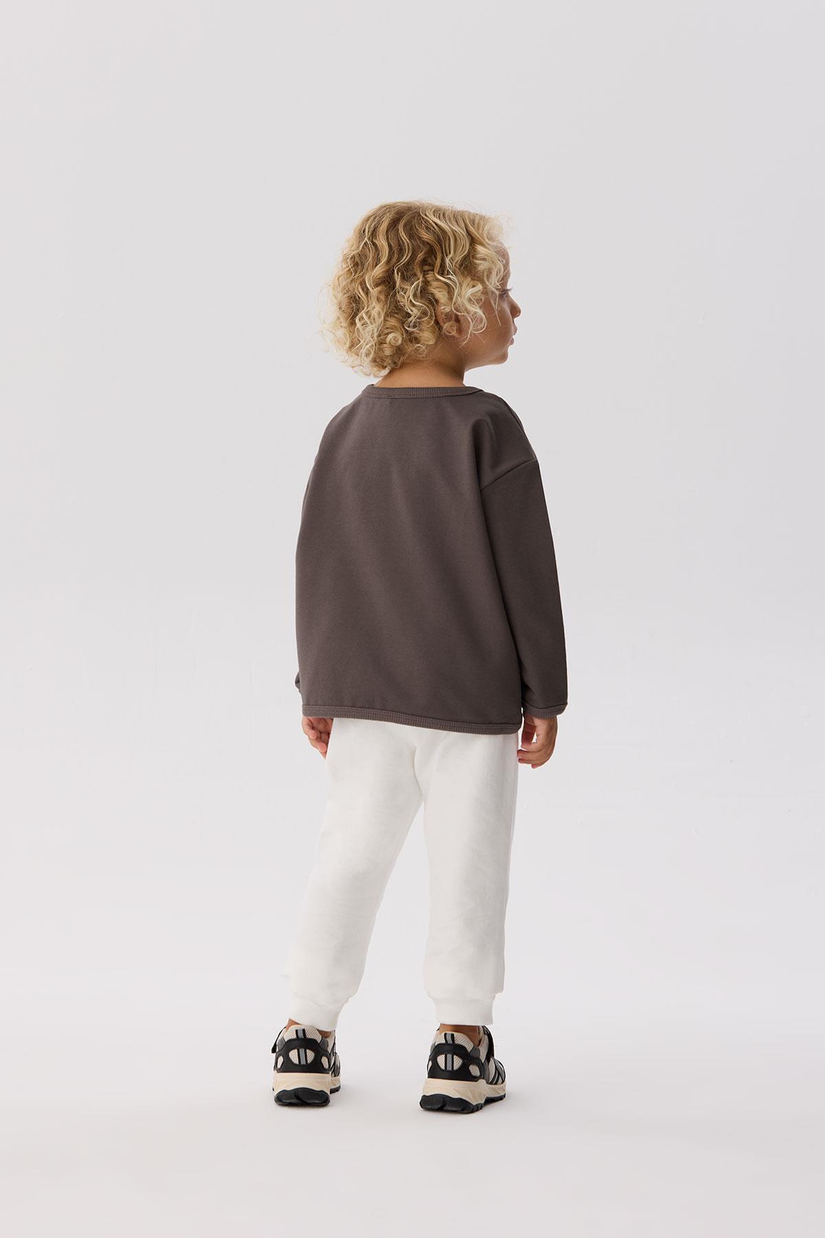 Nebbati Basic BG Store Erkek Bebek Kahverengi Sweatshirt fotoğrafı 4 (önizleme)